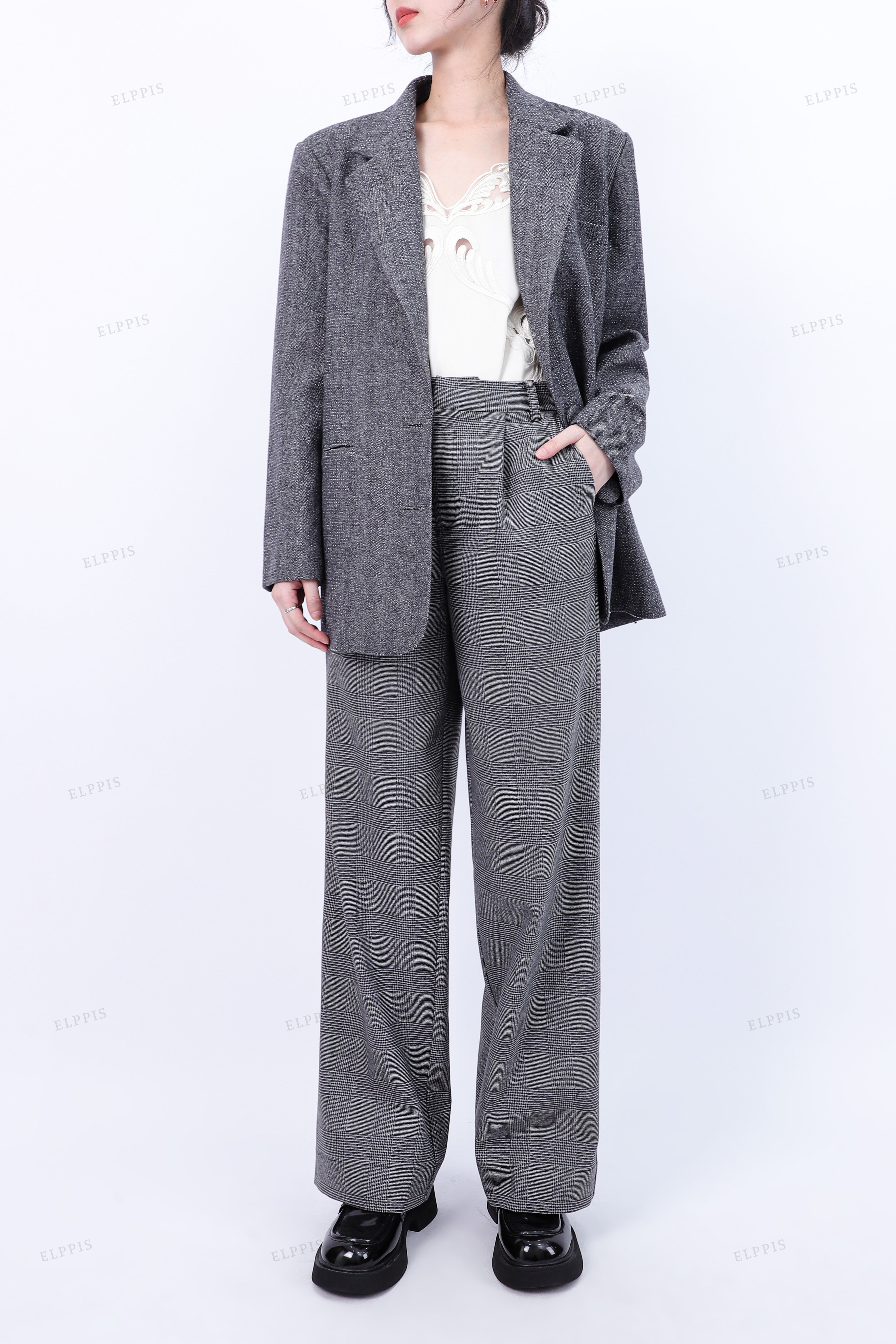 WFW040T Glitter Long Blazer Jacket Outerwear