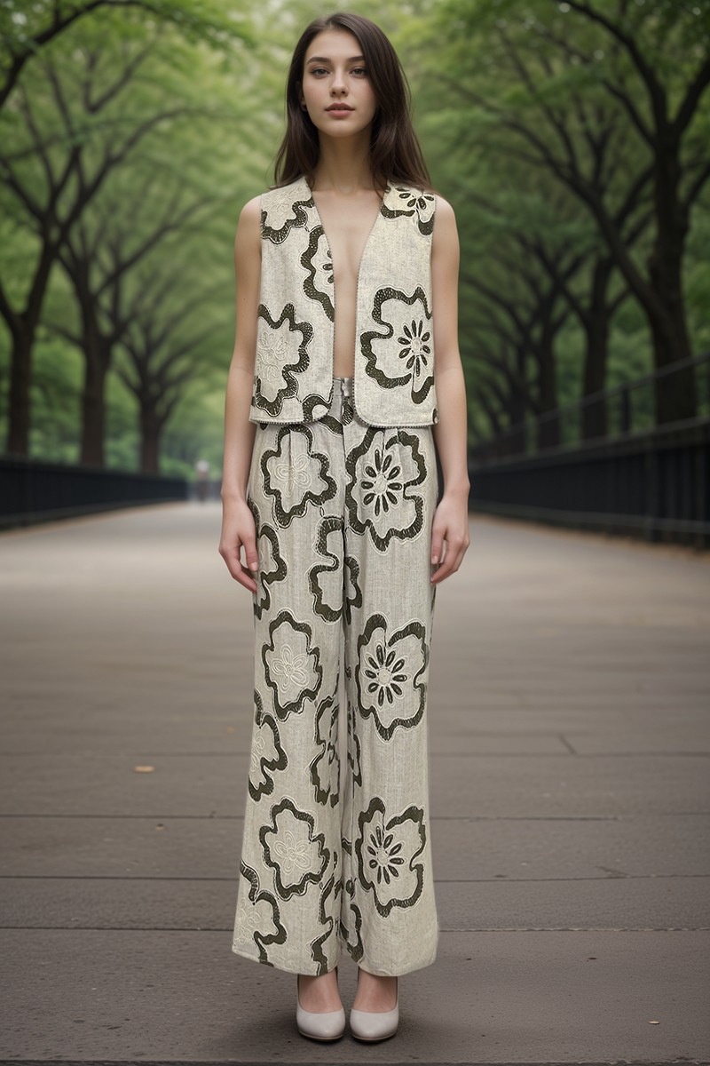 WZUA1114T Floral Embroidered Vest