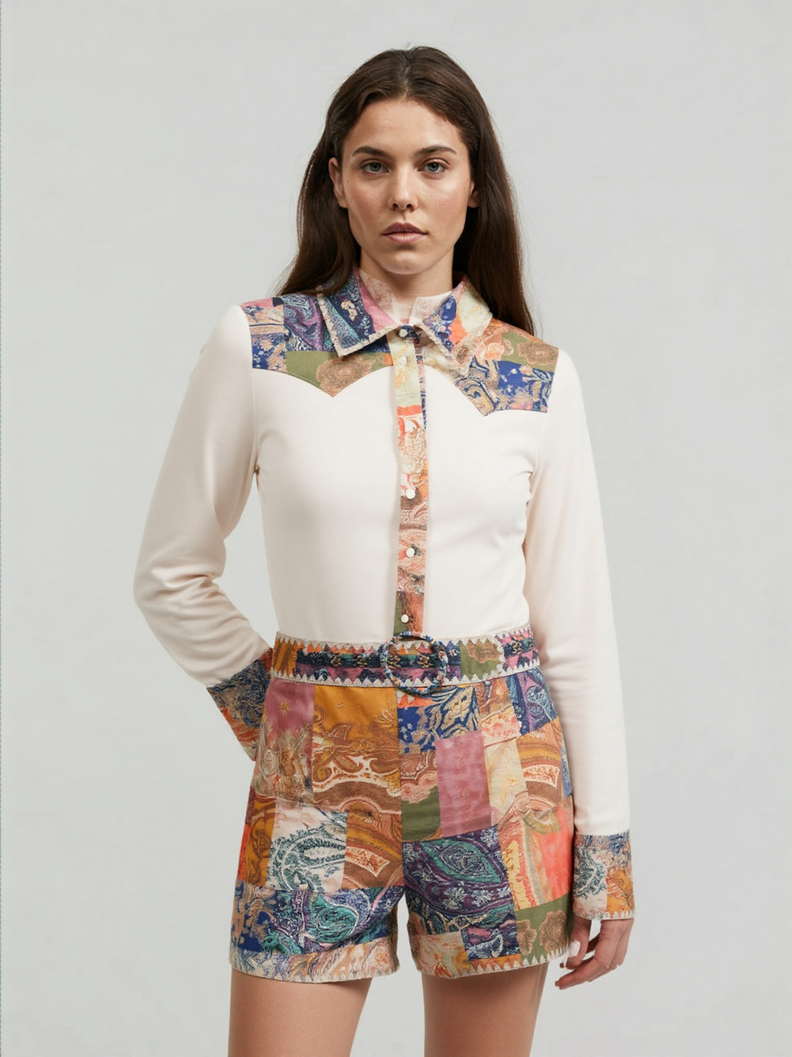 WZUA1299 Boho Shirt and Shorts Set
