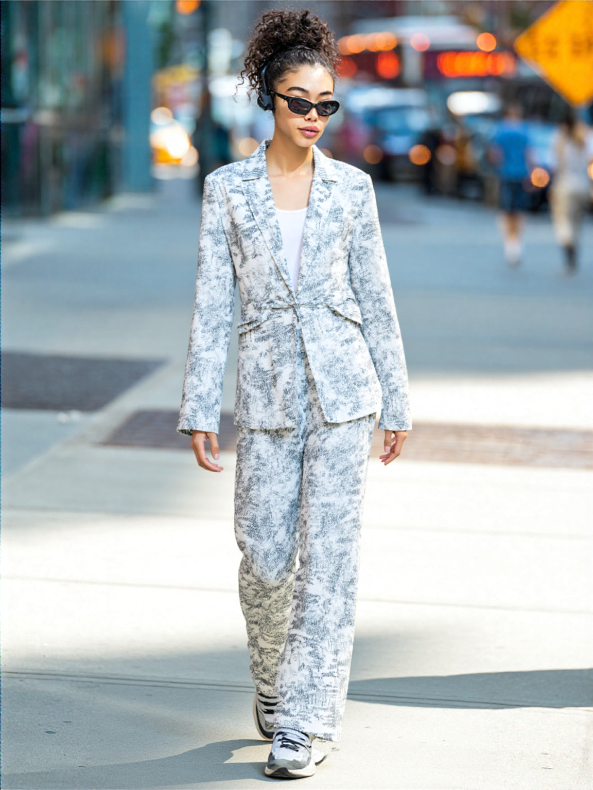 WZUA1366 Sequins Blazer Outerwear and Pants Set
