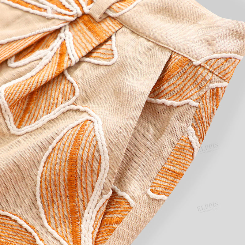 WZPA1342 Floral Embroidered Shorts