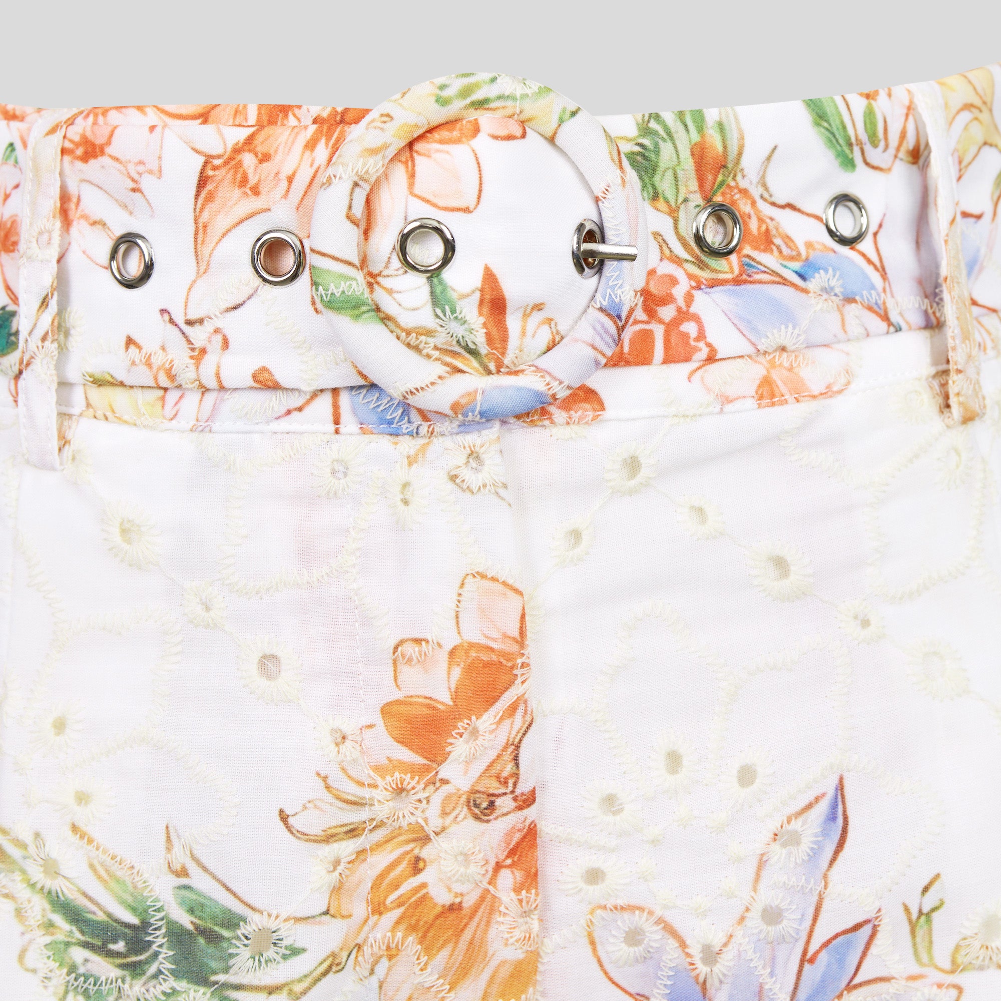 UA1020-Floral Eyelet Two-Piece Shorts Set