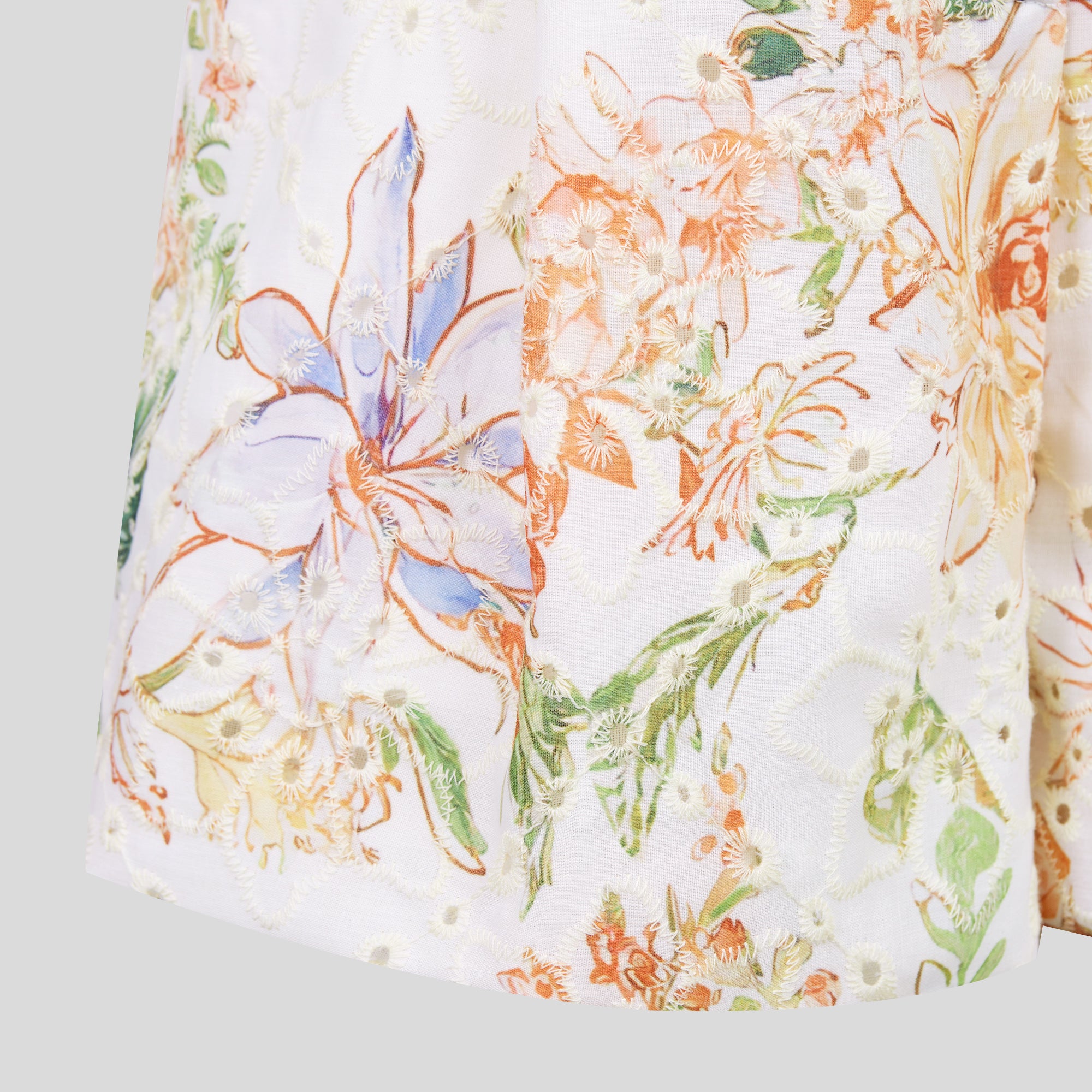 WZUA1020-Floral Eyelet Two-Piece Shorts Set