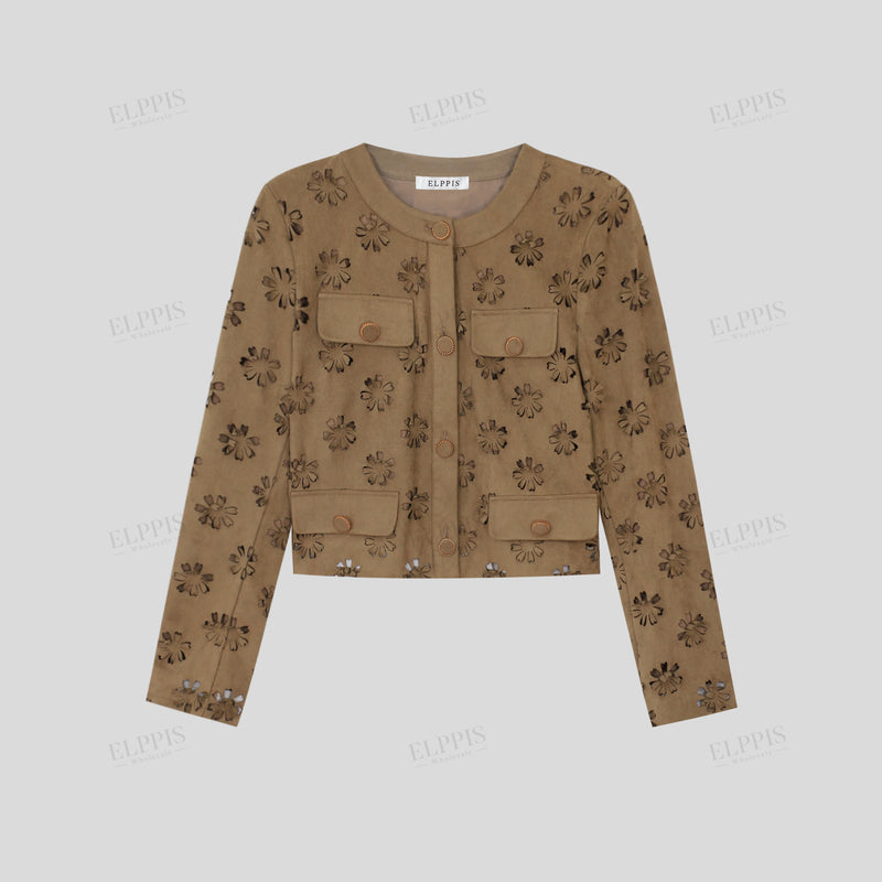 WZTA1423 Floral Hollow Jacket Outerwear