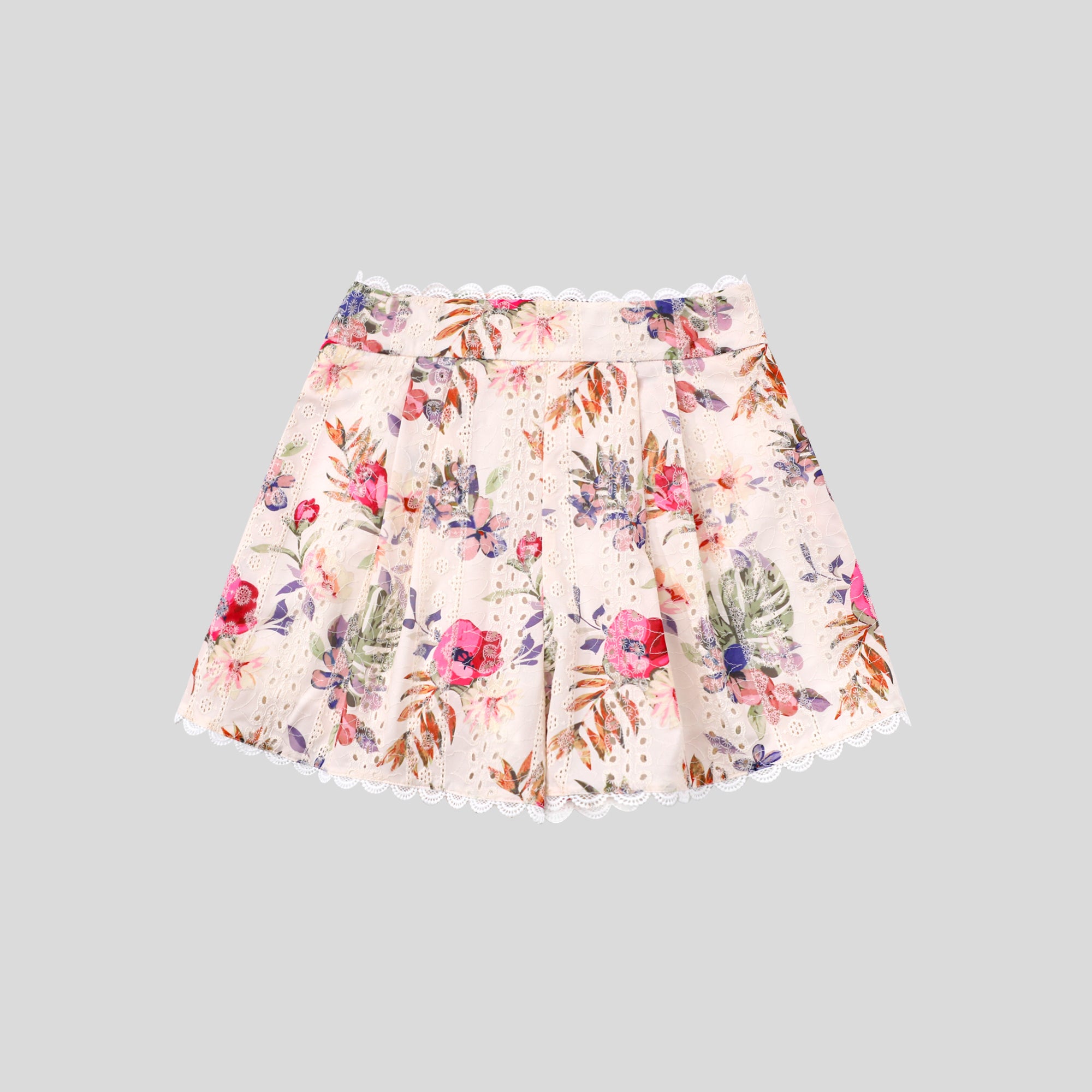 UA1026-Floral Eyelet Two-Piece Shorts Set