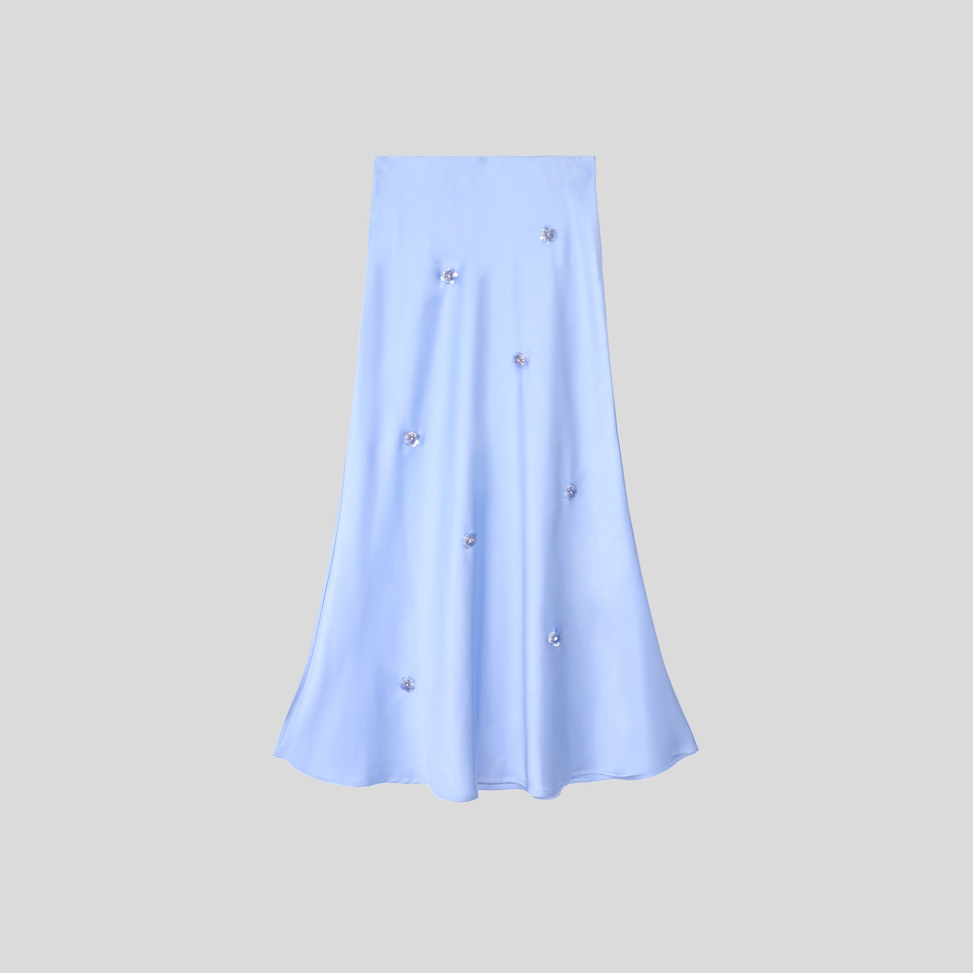 QA1126-Satin Embellished Midi Skirt