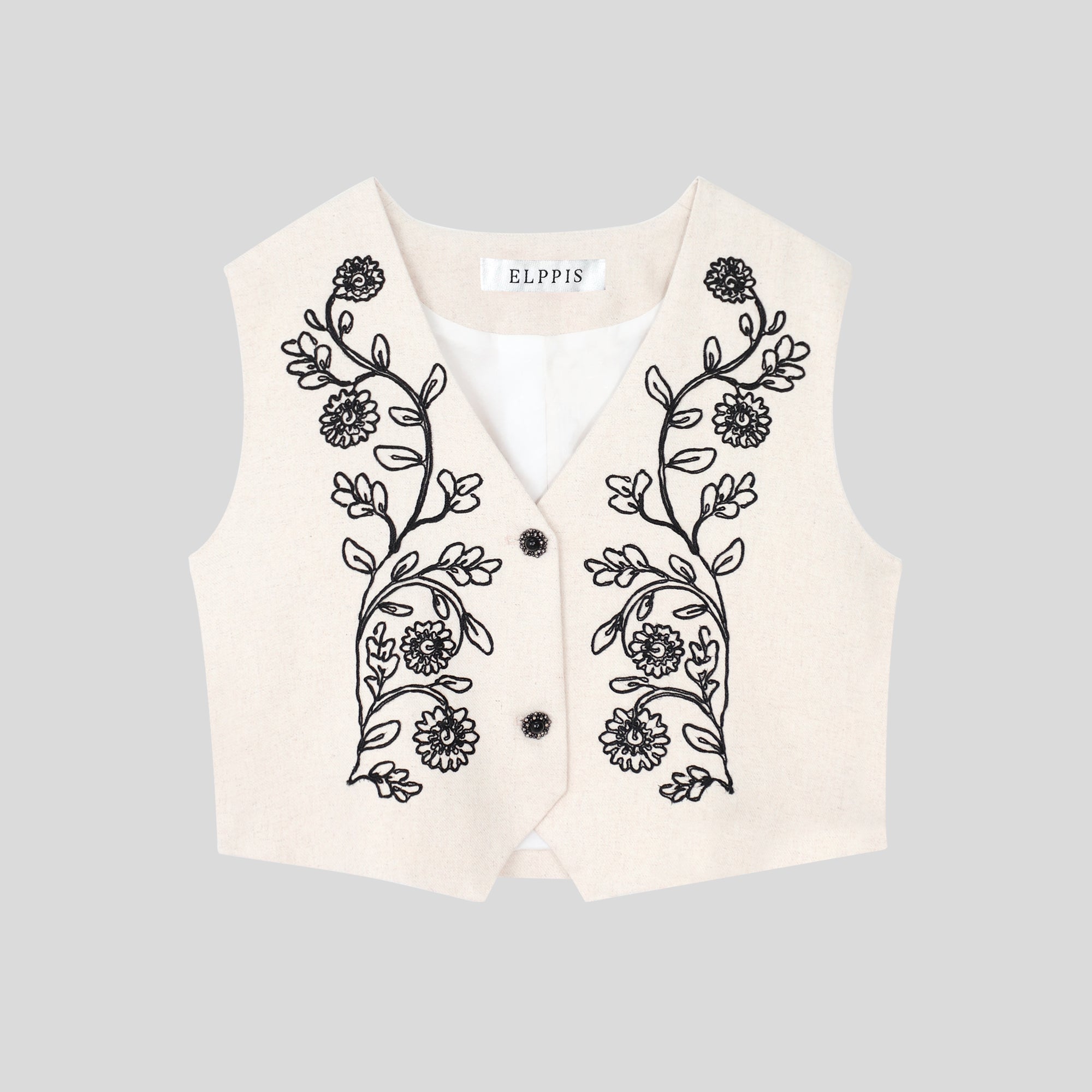 UA1055-Embroidered Vest & Wide-Leg Pants Two-Piece Set