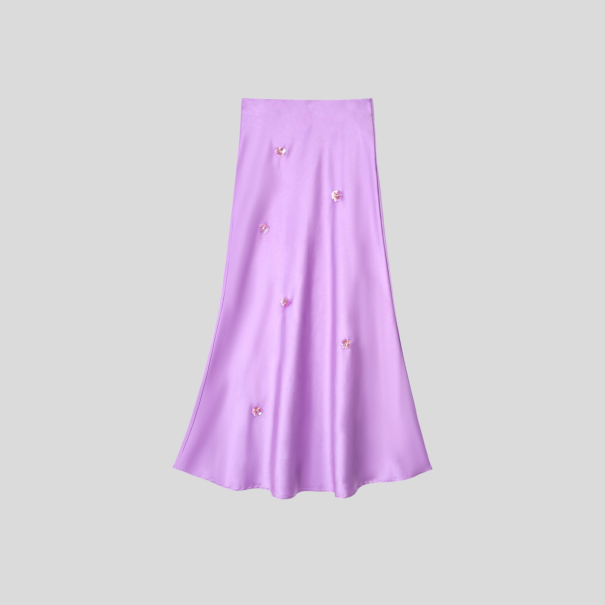 QA1127-Satin Embellished Midi Skirt