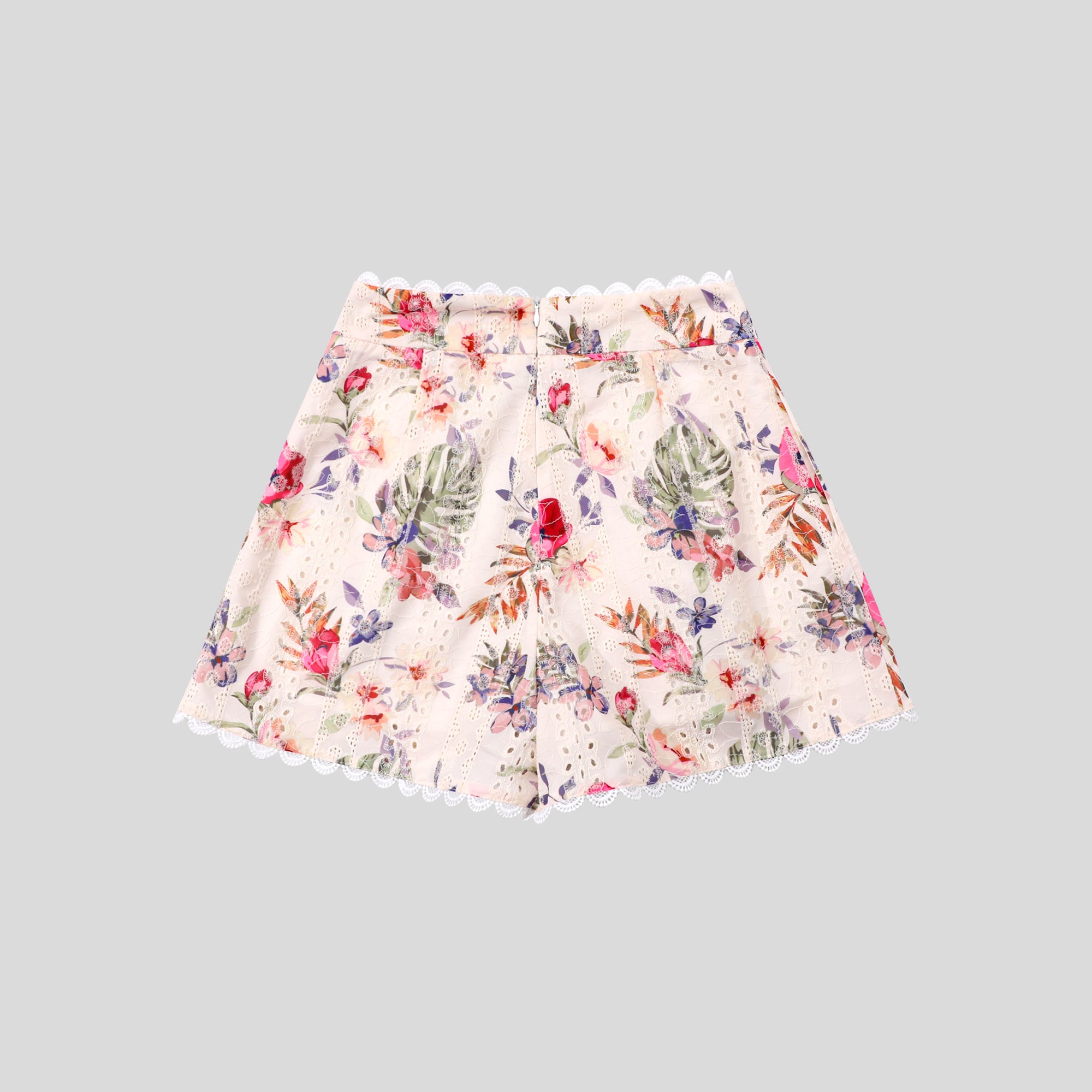 UA1026-Floral Eyelet Two-Piece Shorts Set