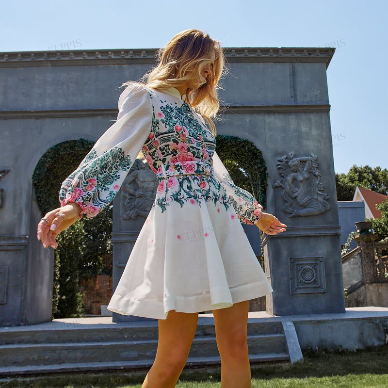 WZBA1307 Floral Long Sleeve Dress