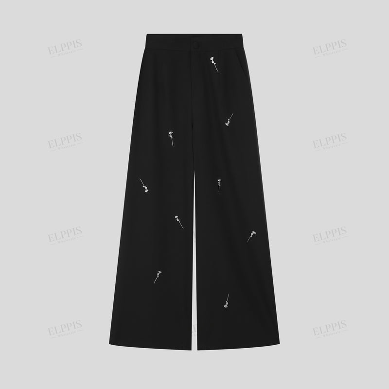 WZPA1464 Metallic Rose Deco Pants