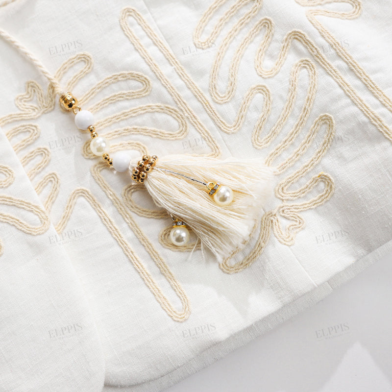 WZTA1421 Embroidery Linen Blazer Outerwear