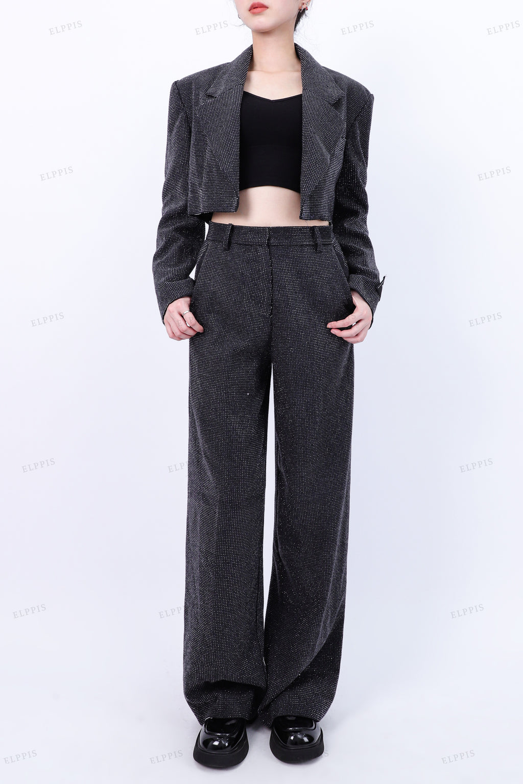 WFW039 Glitter Blazer and Pants Suit Set