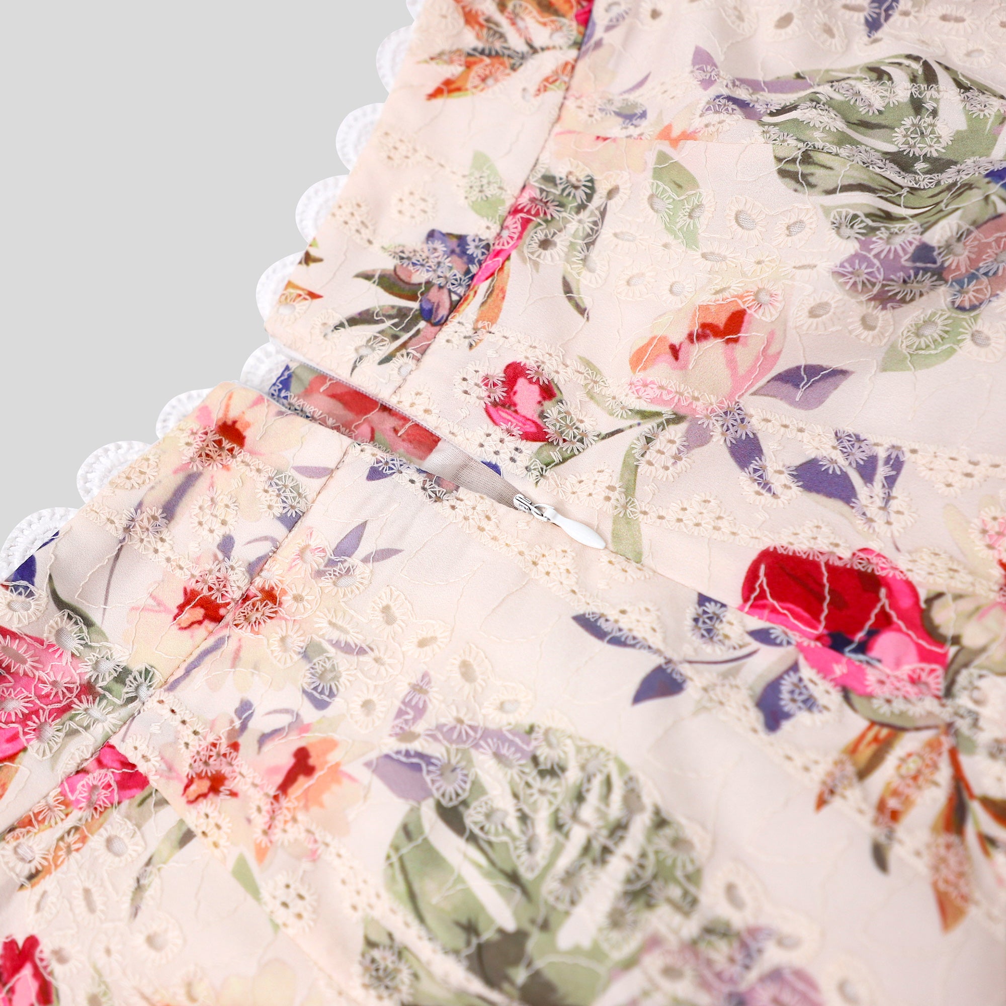 UA1026-Floral Eyelet Two-Piece Shorts Set