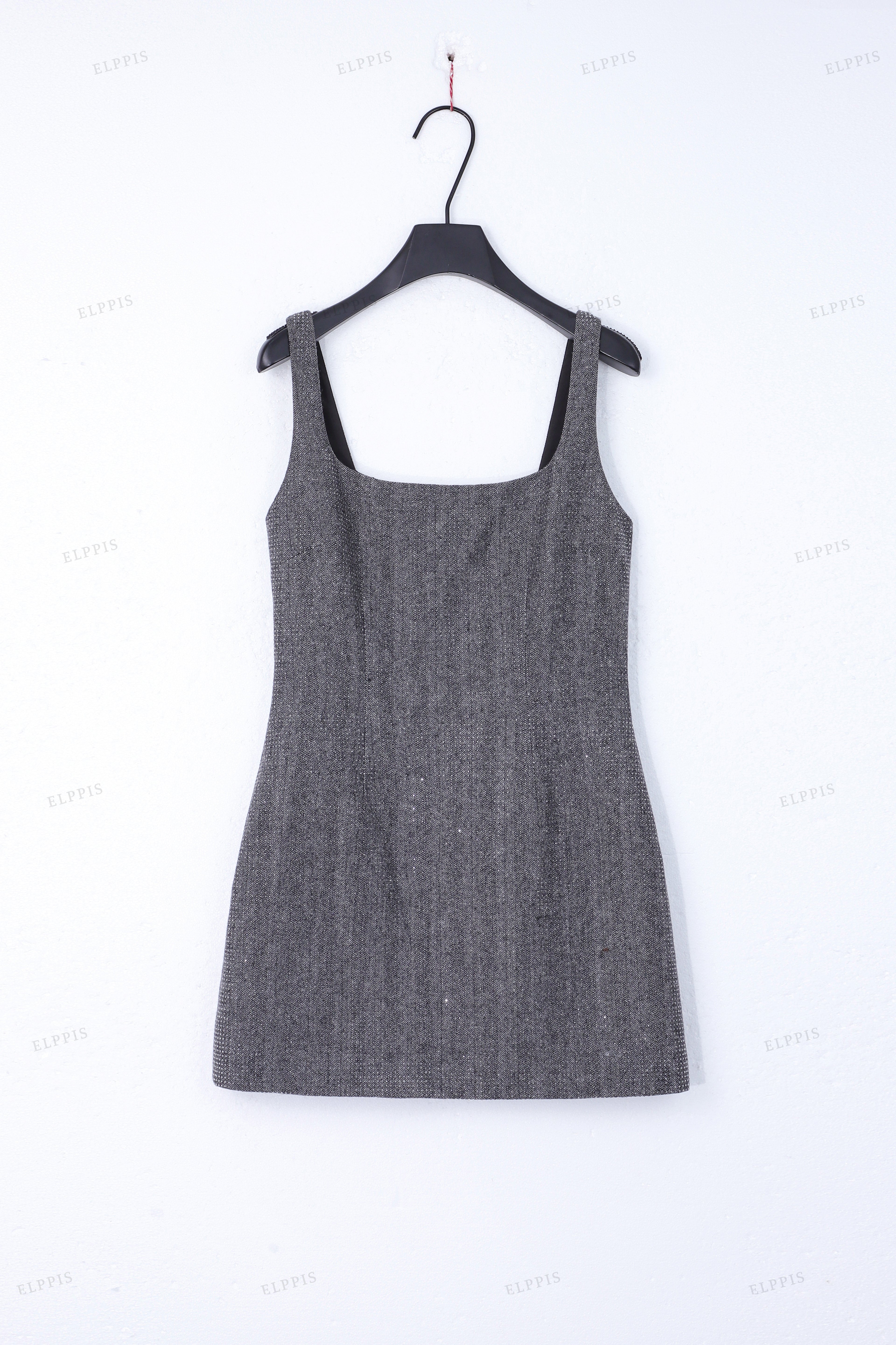 WFW040B Glitter Sleeveless Mini Dress