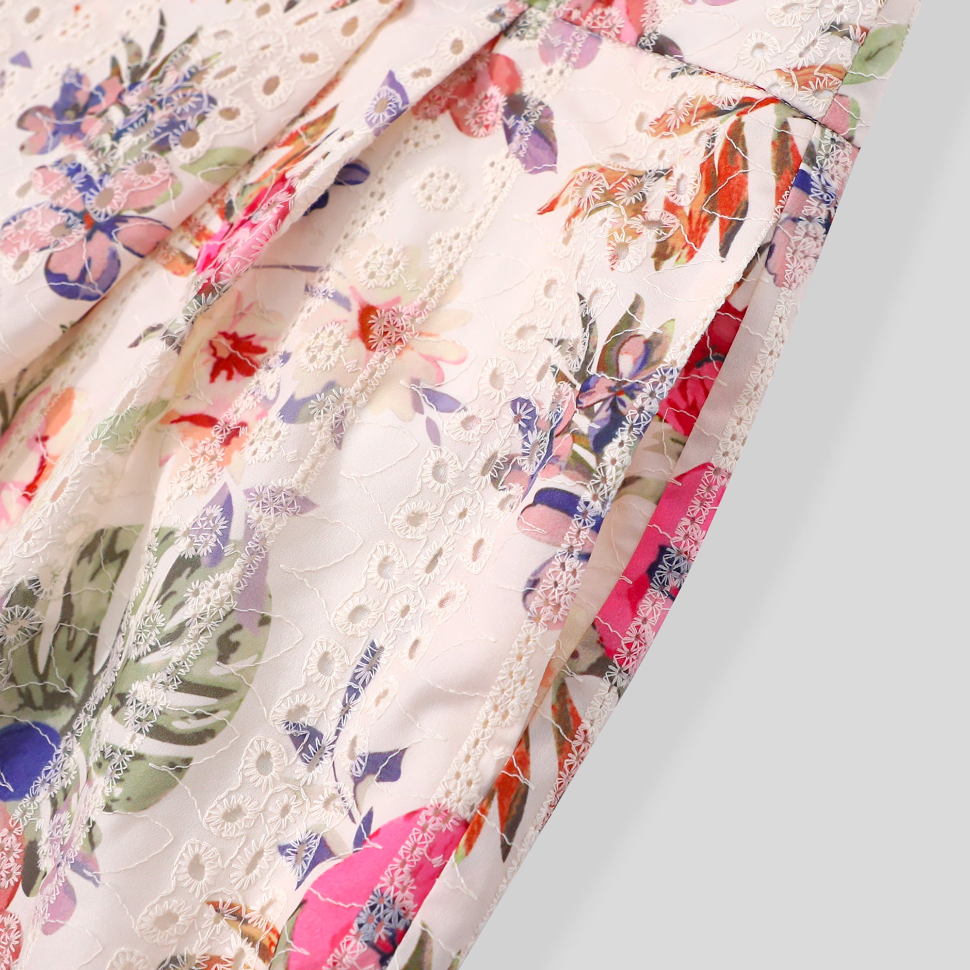 UA1026-Floral Eyelet Two-Piece Shorts Set