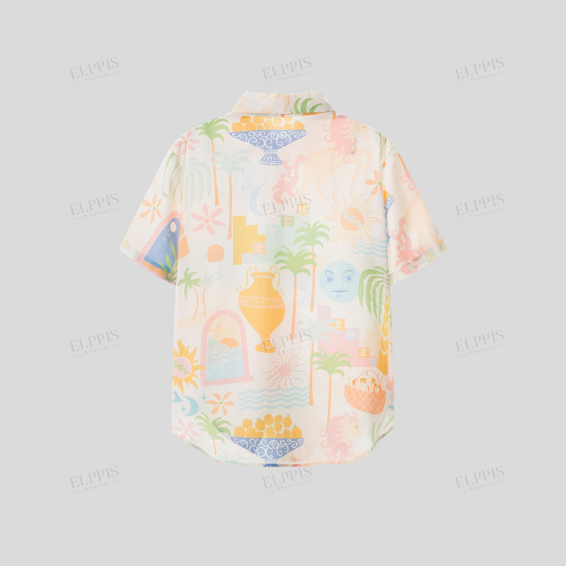 WZTA1344 Tropical Prints Short Sleeve Shirt