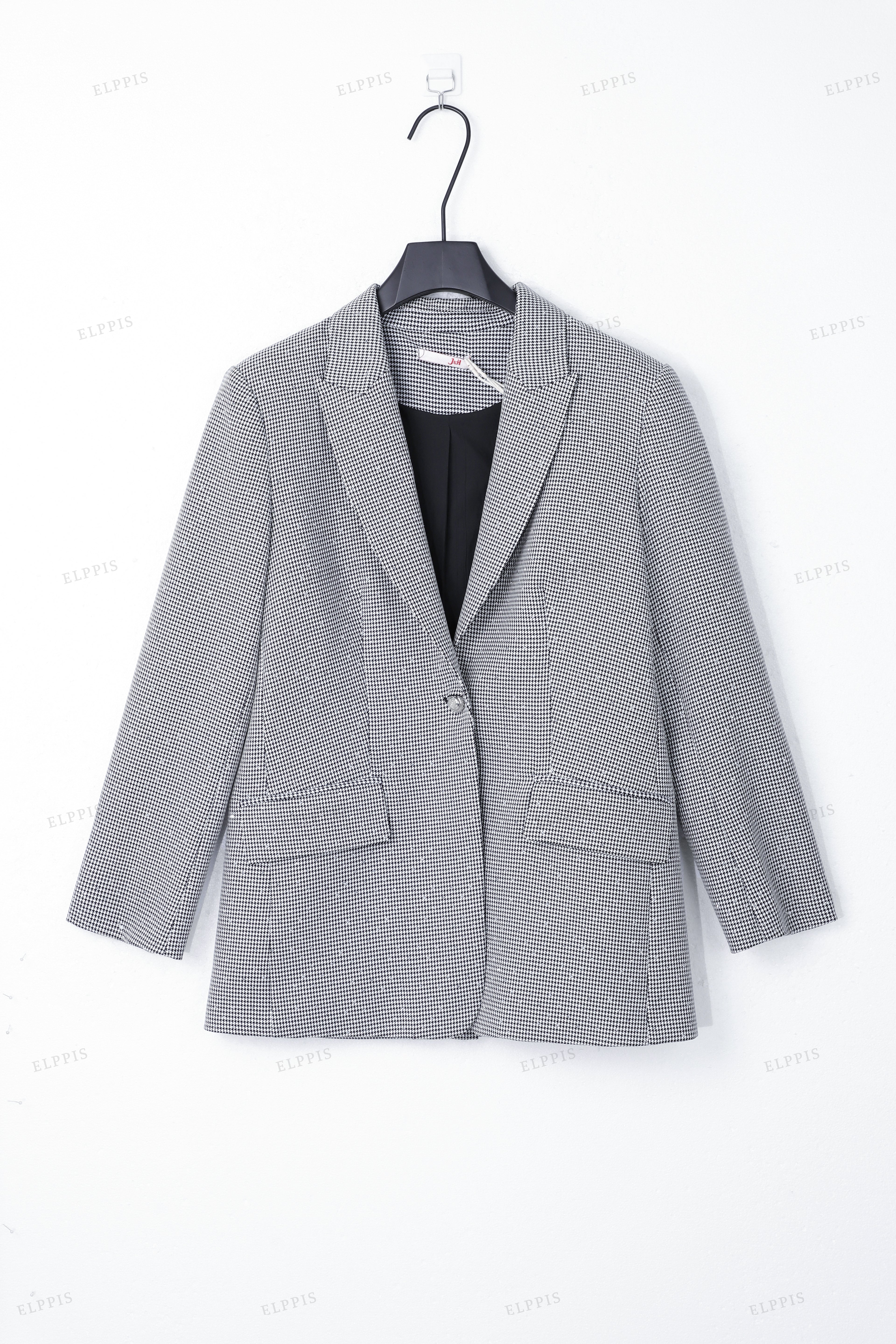 WFW065T Houndstooth Long Blazer Jacket