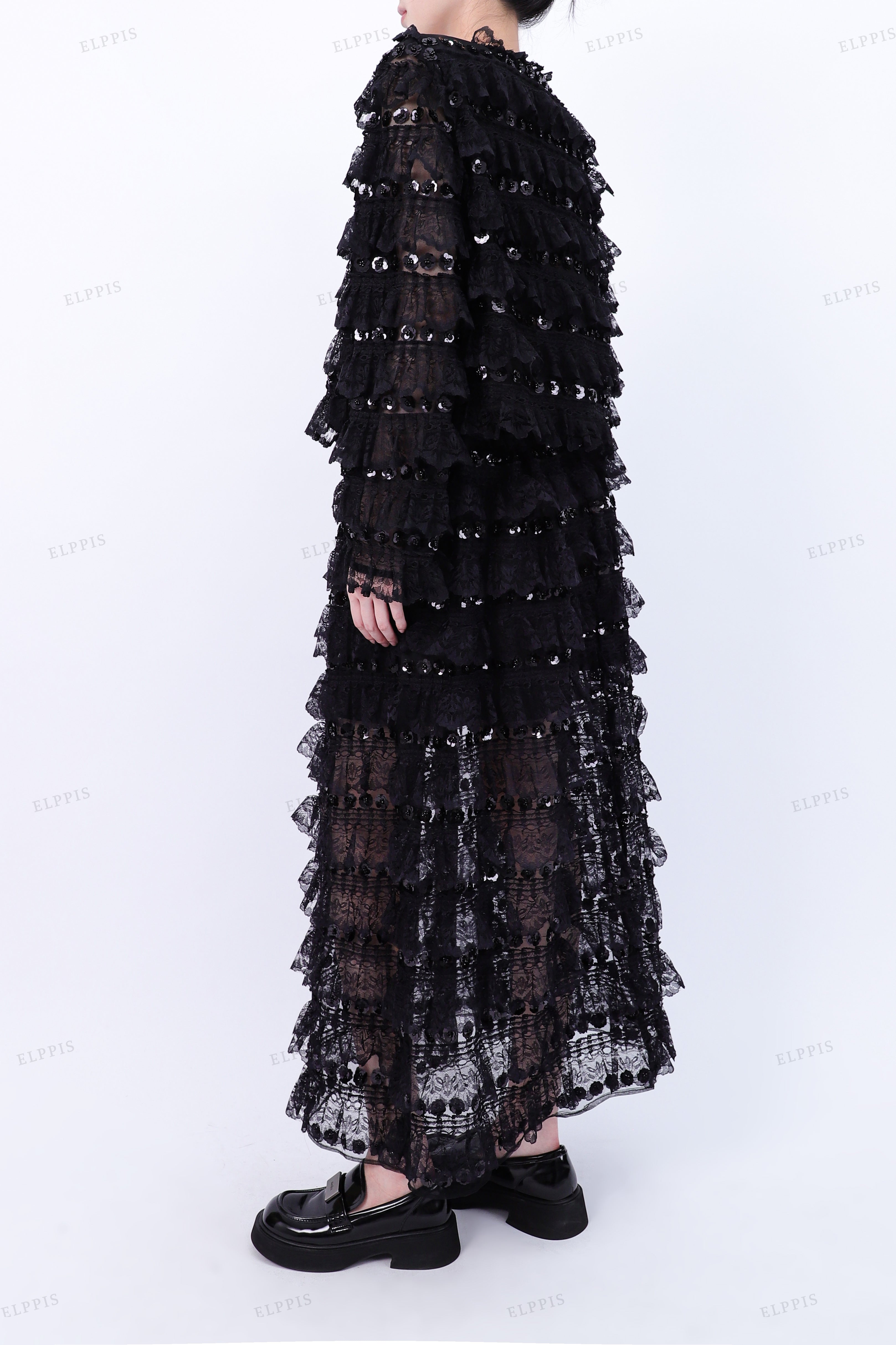 WFW068 Lace Sheer Jacket and Skirt Set