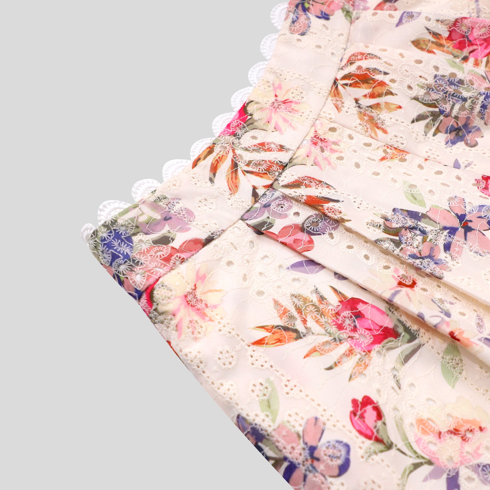 UA1026-Floral Eyelet Two-Piece Shorts Set