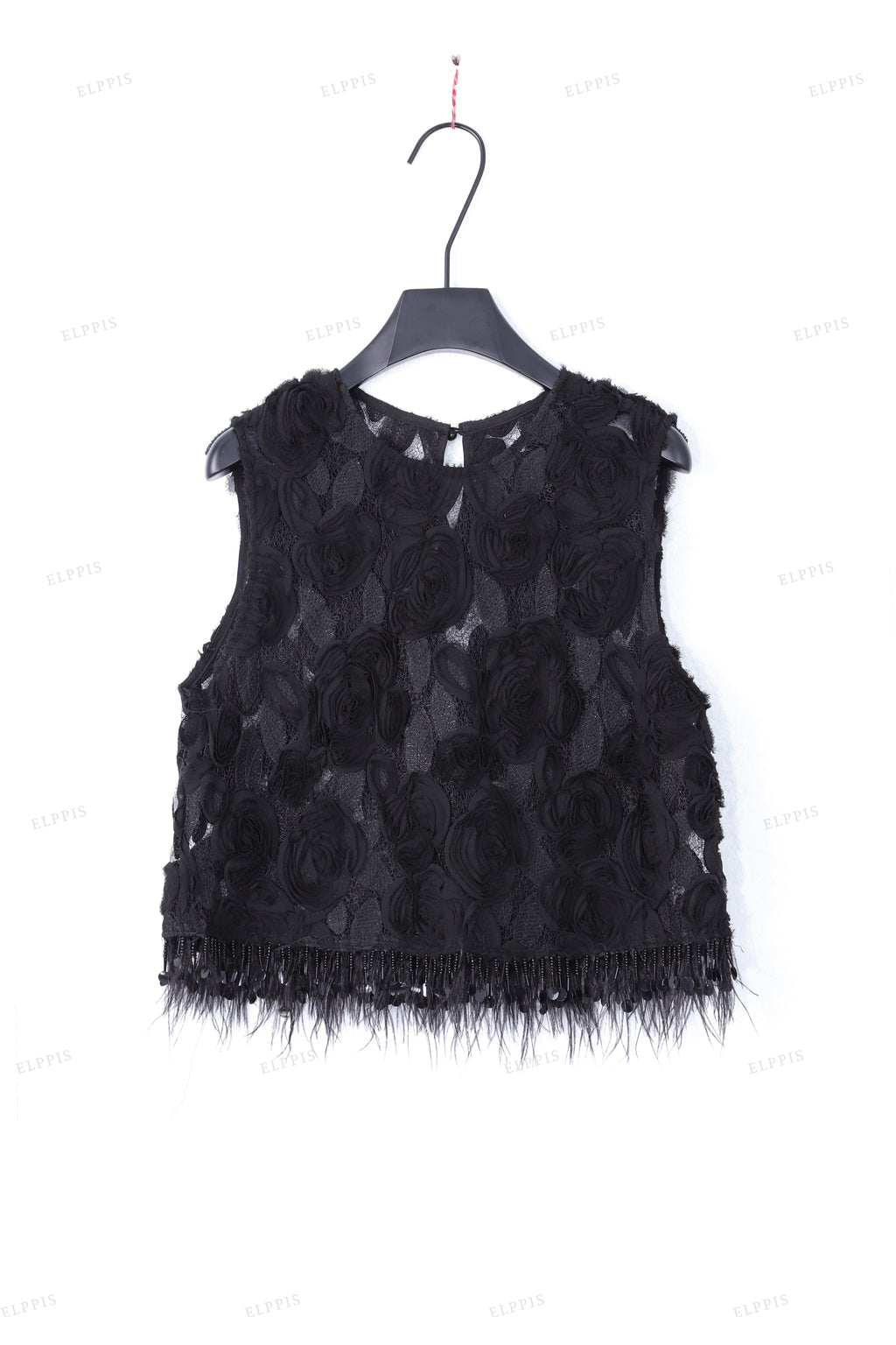 WFW070V Roses Tassels Sleeveless Top
