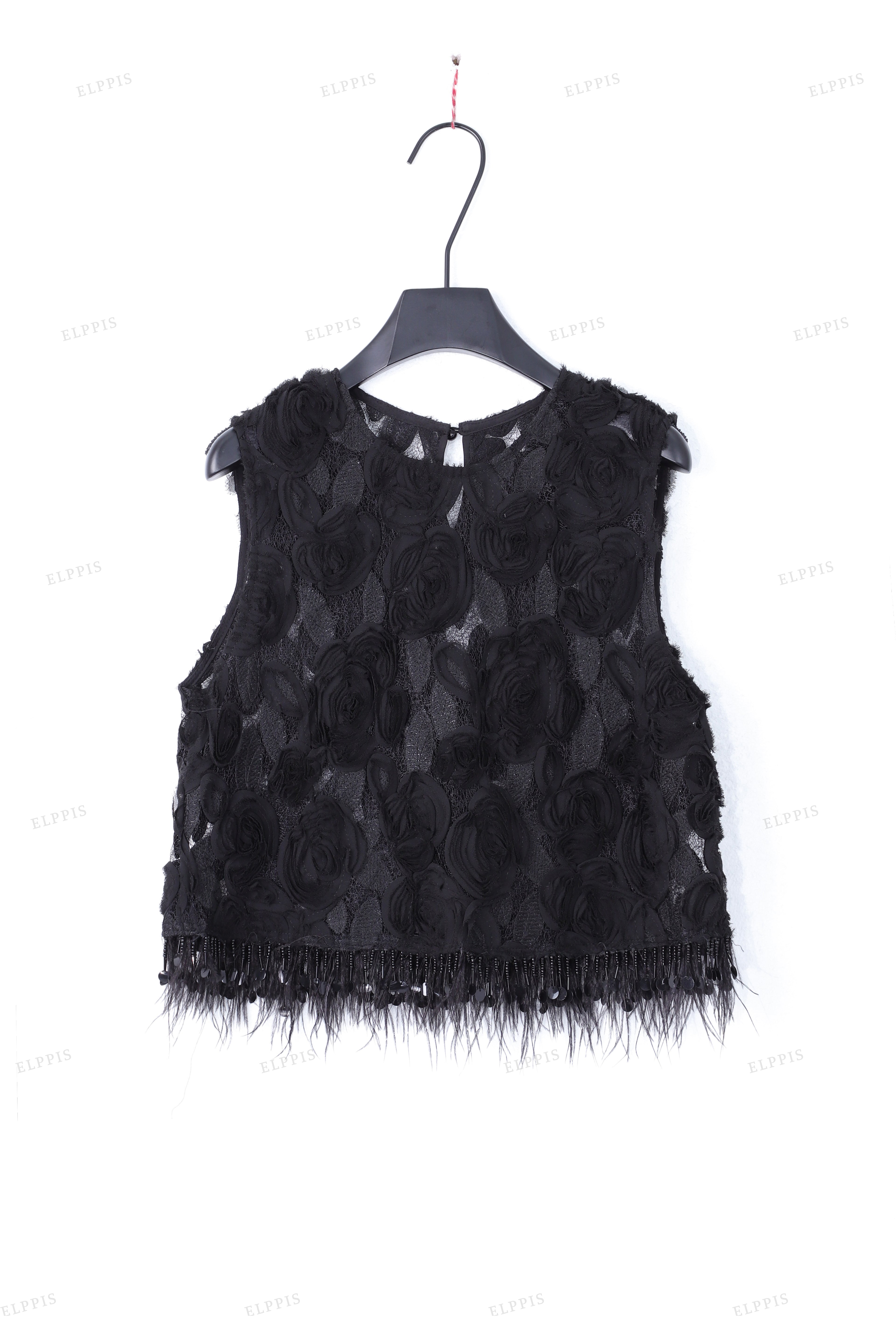 WFW070V Roses Tassels Sleeveless Top