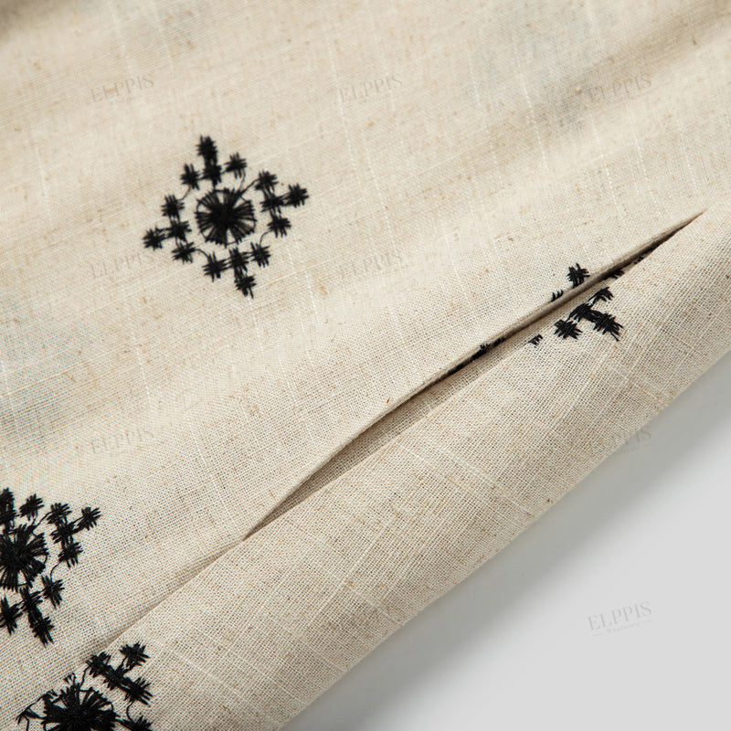 WZBA1048 Embroidered Linen-Cotton Camisole Dress