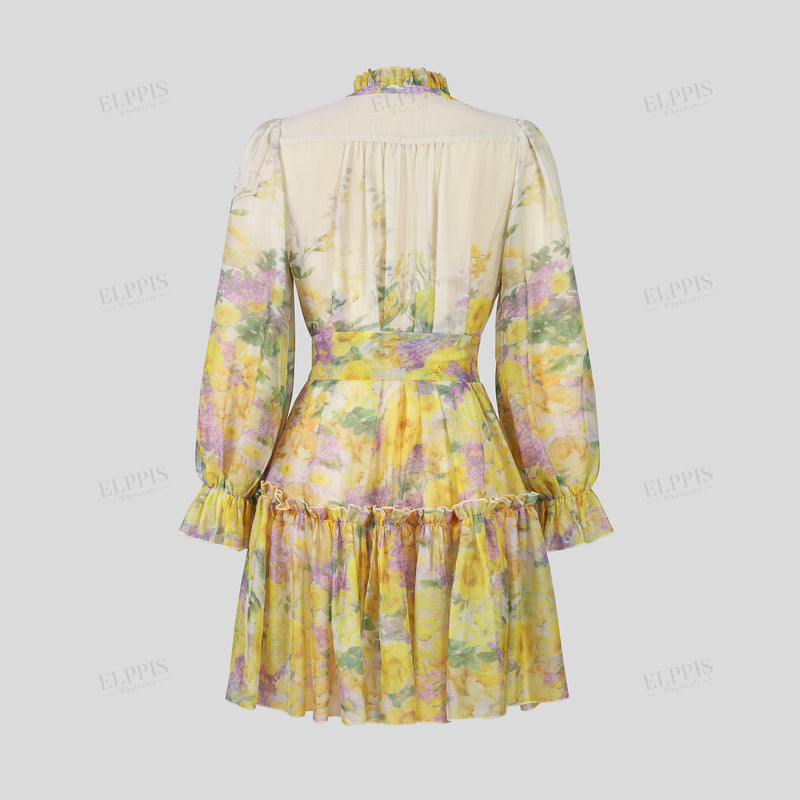 WZBA1076 Chiffon Floral Short Dress