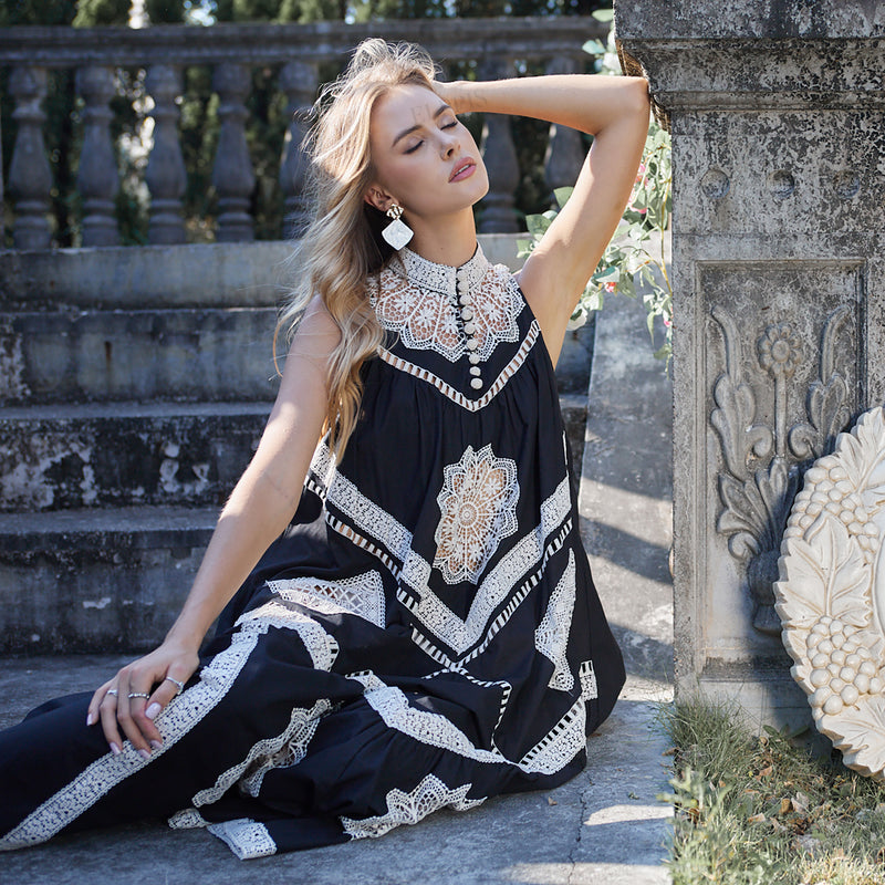 WZBA1051 Boho Lace Maxi Dress