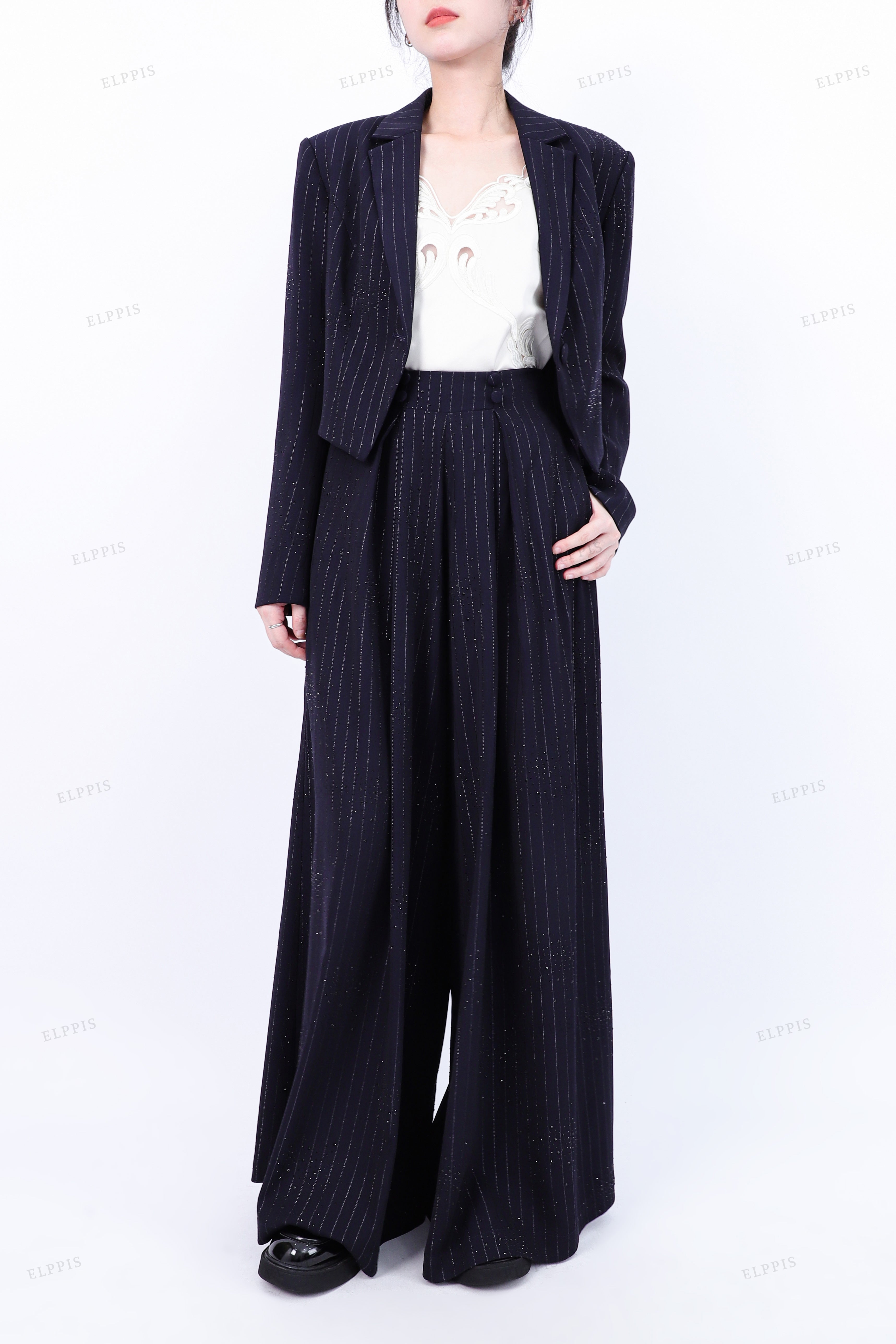 WFW110 Stripes Blazer and Pants Suit Set