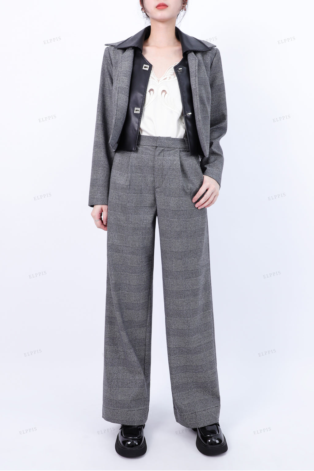 WFW119 Crop Jacket and Pants Suit Set
