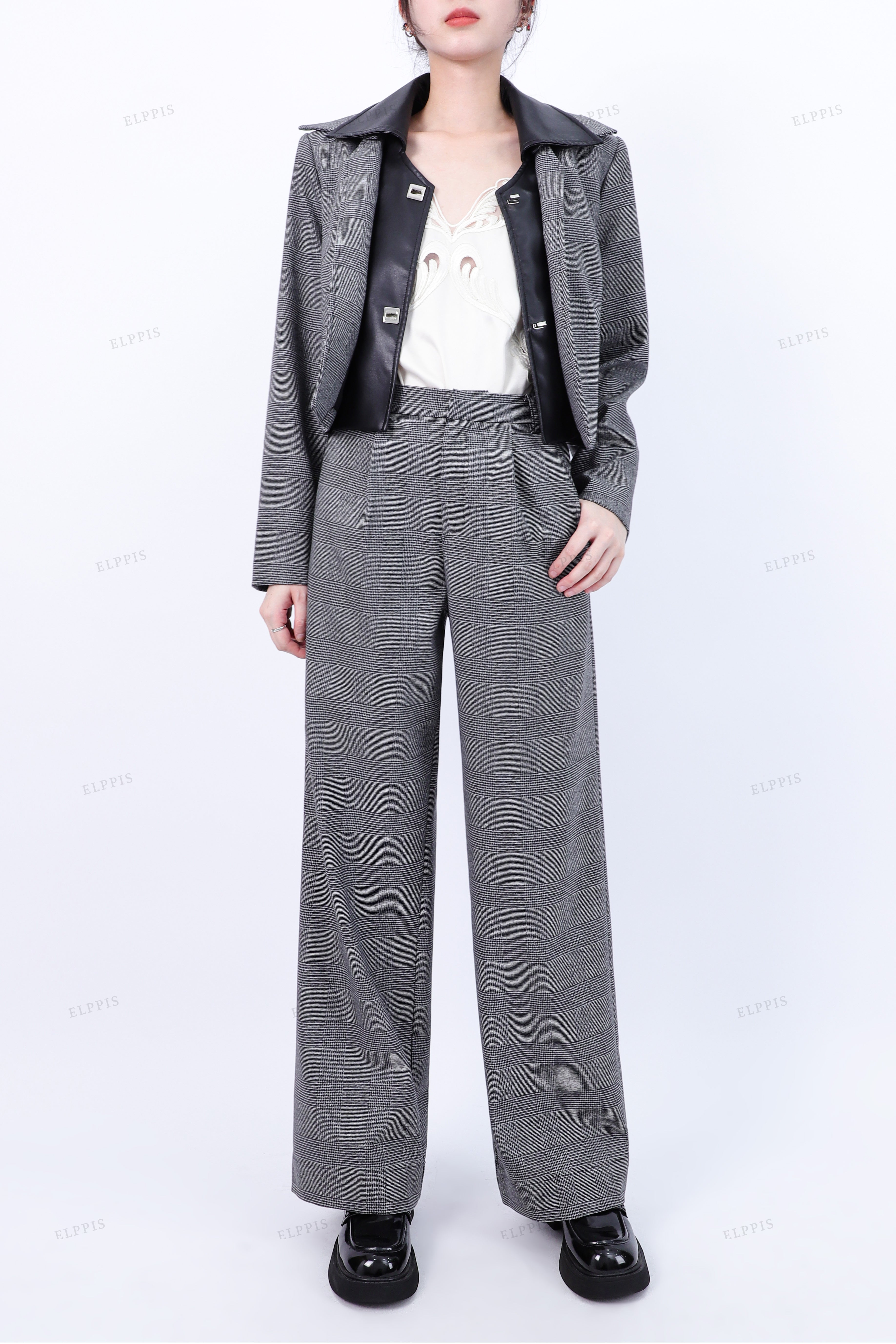 WFW119 Crop Jacket and Pants Suit Set