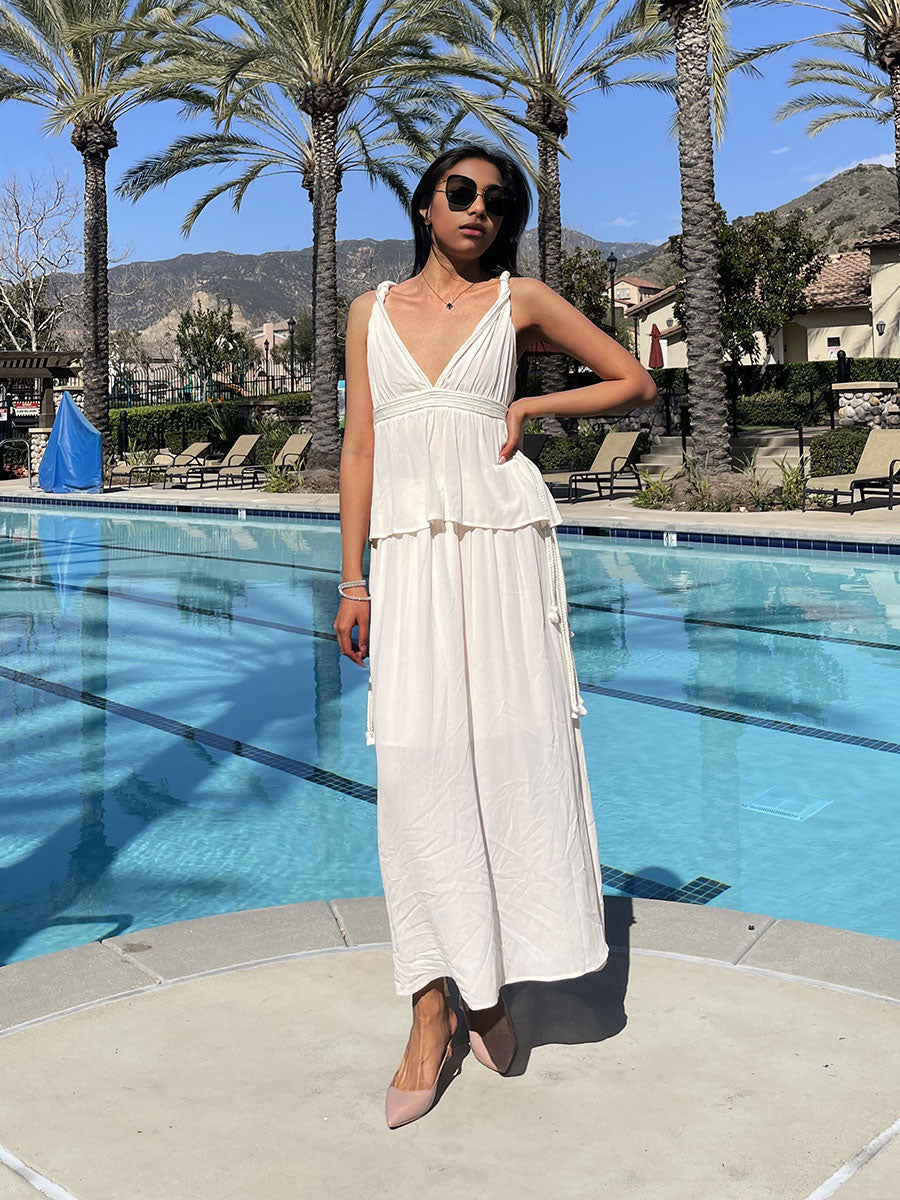 WZUA1070-Boho Sheer Two-Piece Maxi Skirt Set