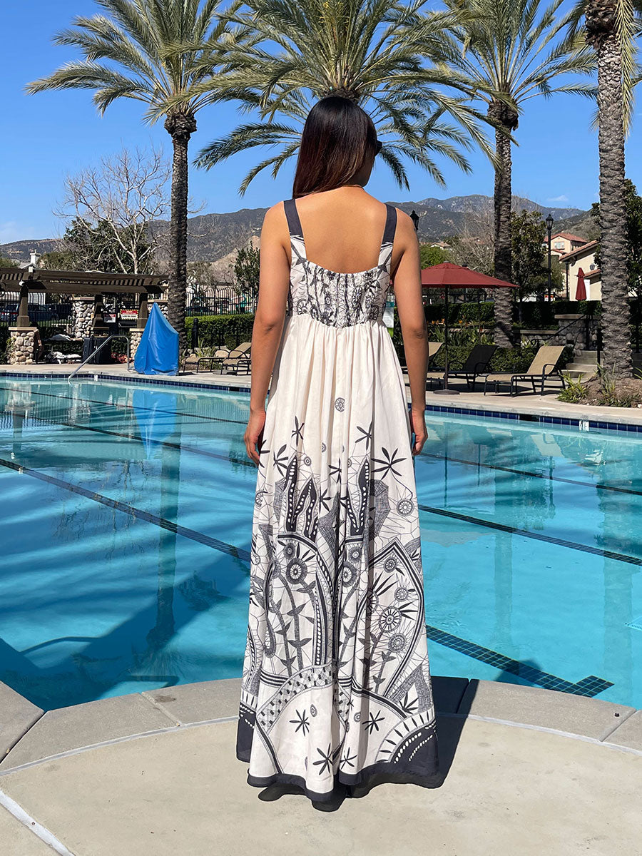WZBA1115- Boho Print Maxi Dress