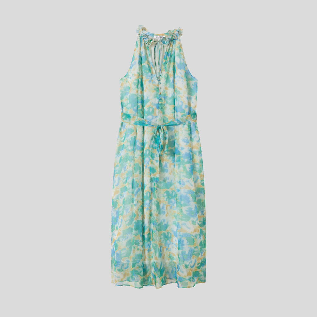 WZBA1082-Watercolor Print Maxi Dress