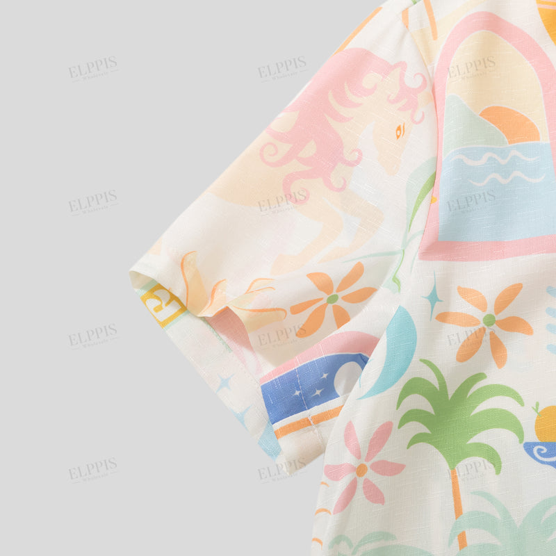 WZTA1344 Tropical Prints Short Sleeve Shirt