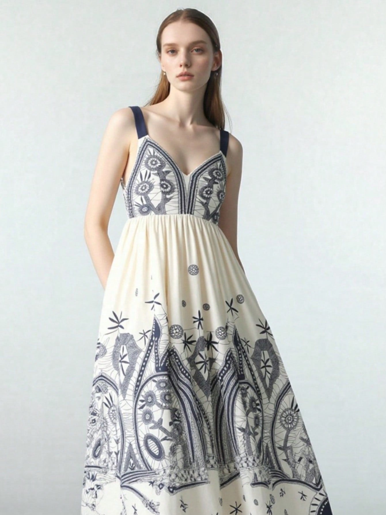 BA1115- Boho Print Maxi Dress