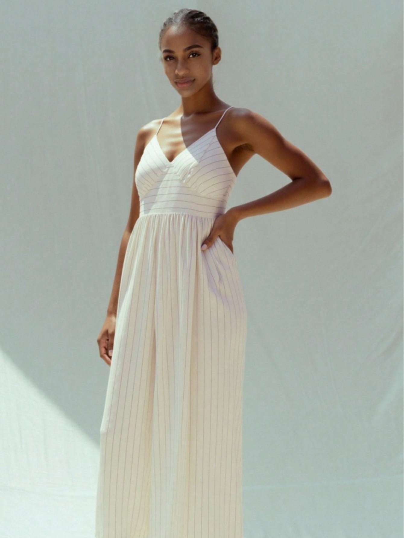 JA1063 Smocked Wide-Leg Jumpsuit