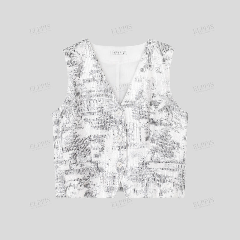 WZTA1390 Sequins Waistcoat Vest Outerwear