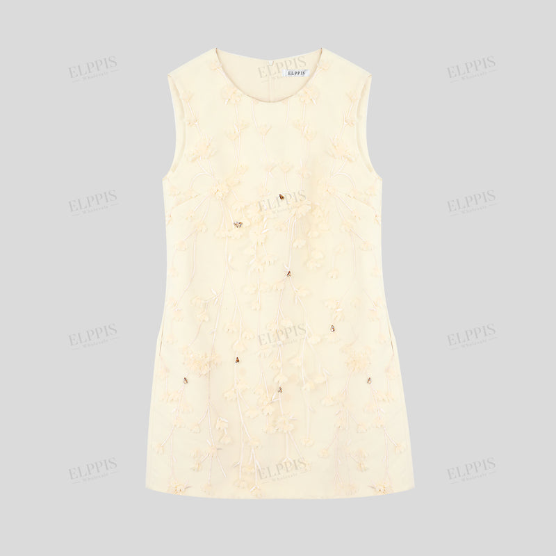 WZBA1417 3D Flowers Sleeveless Short Dress