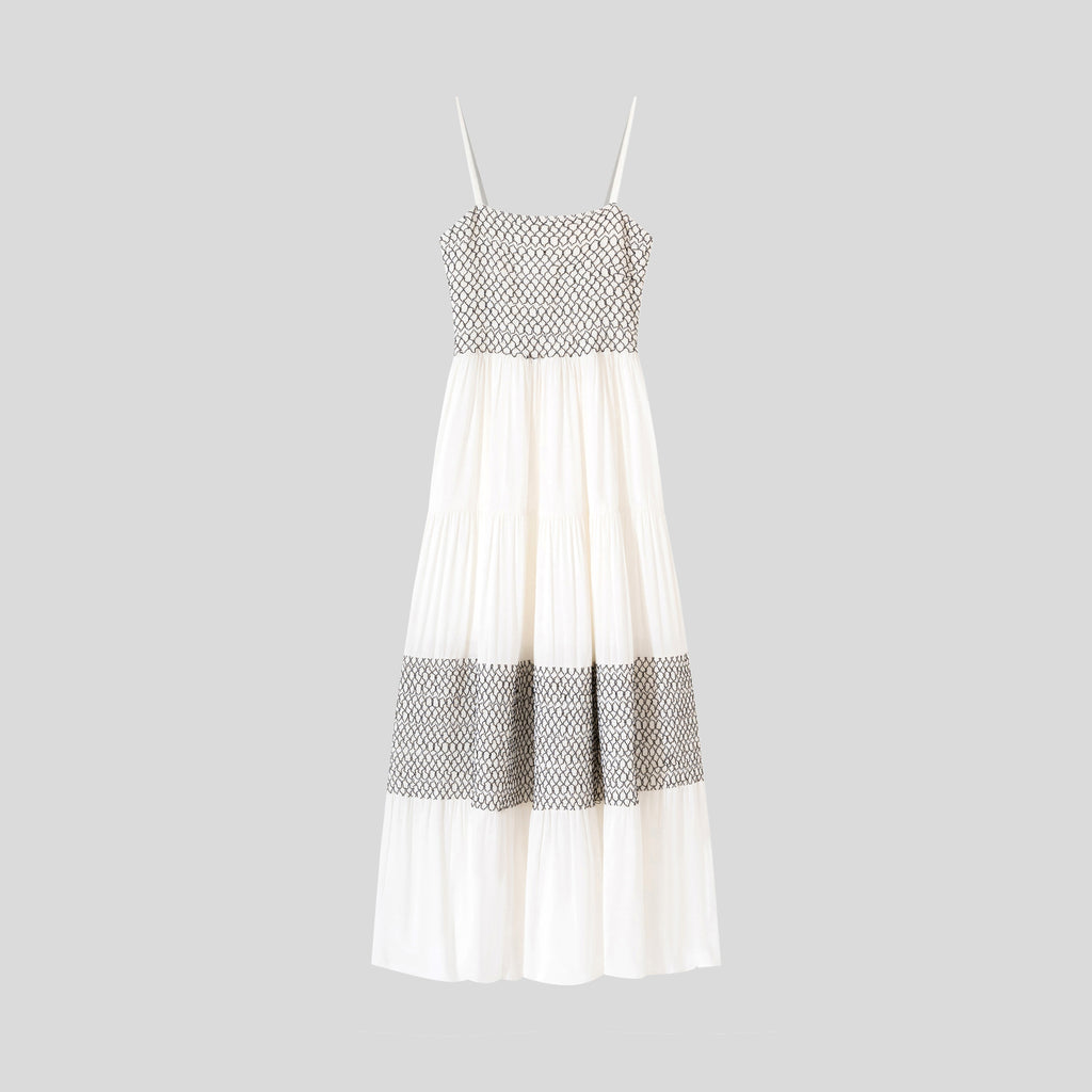 WZBA1066-Smocked Tiered Maxi Dress
