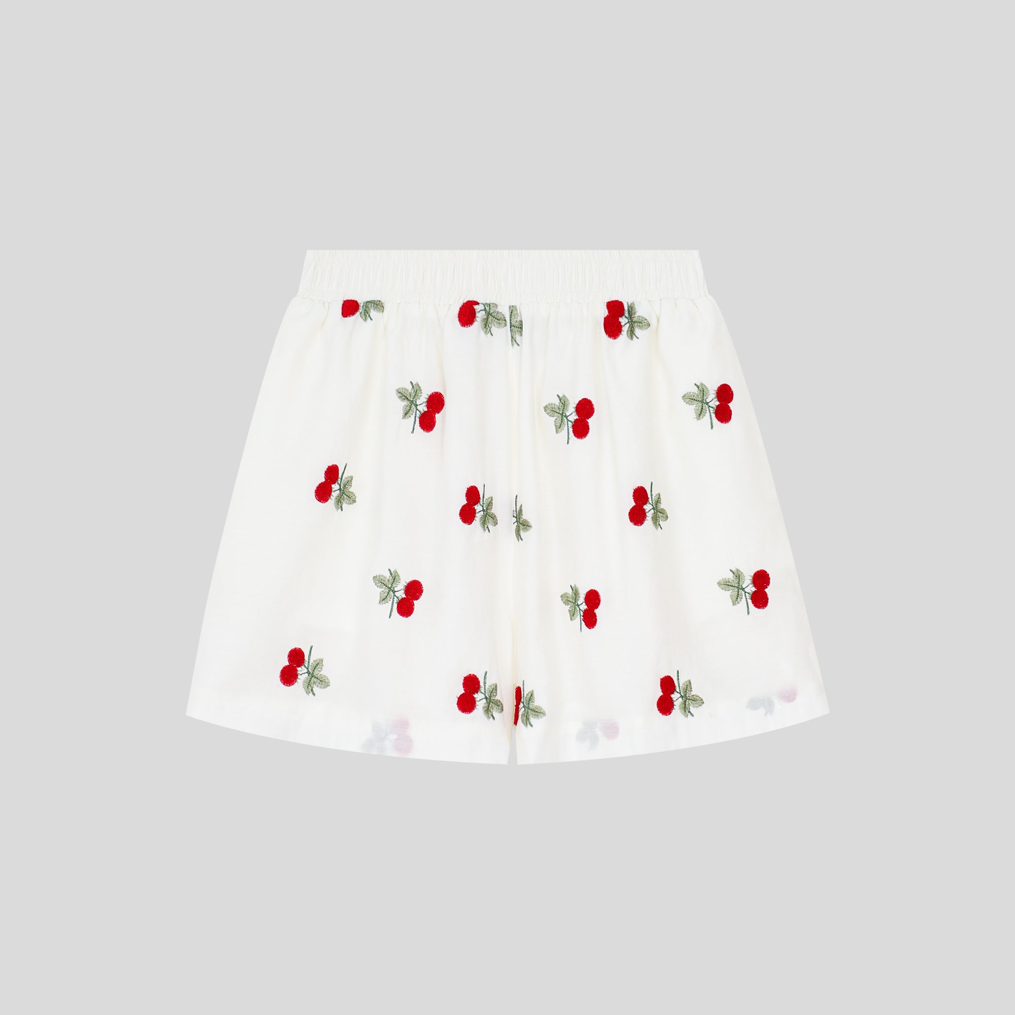 WZUA1111-Cherry Embroidered Shorts