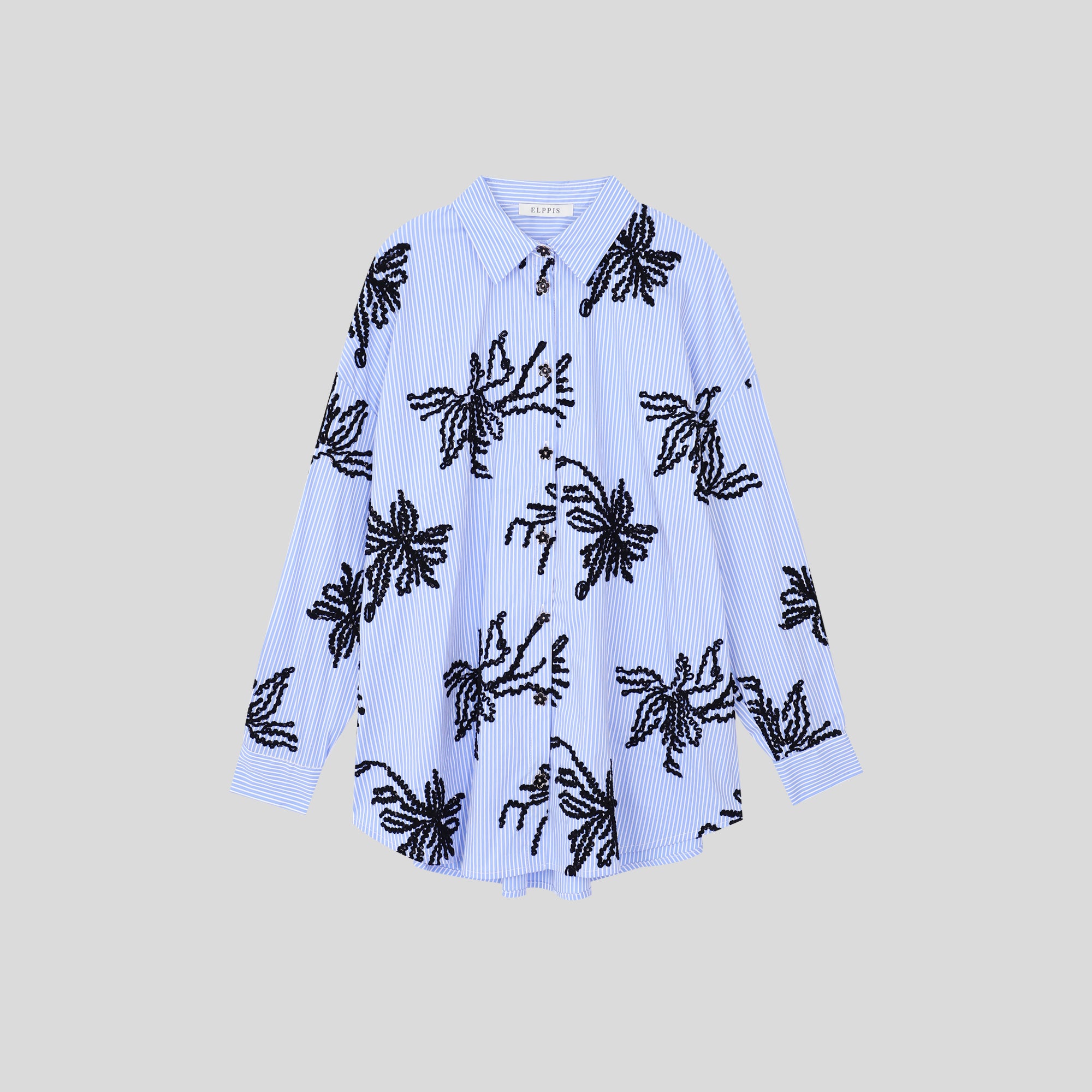 TA1103-Oversized Striped Long Shirt