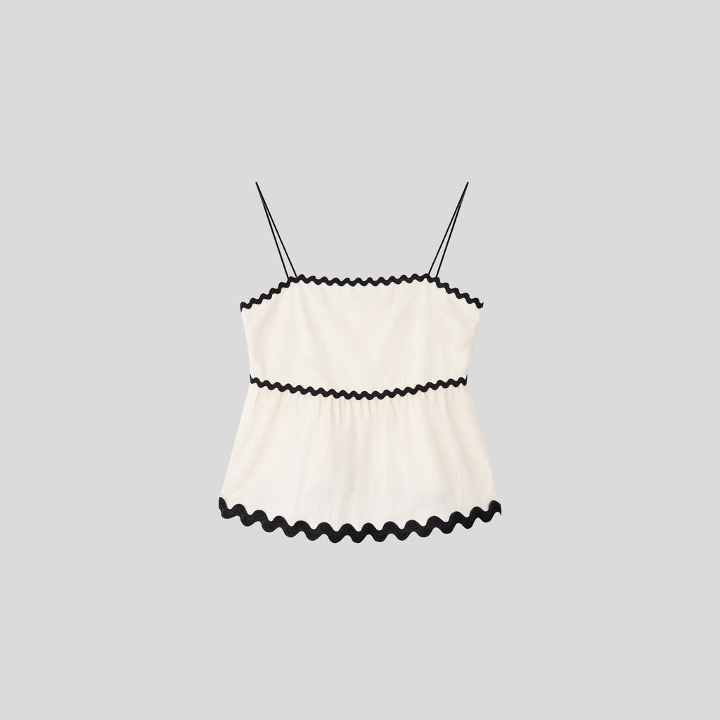 WZUA1060-Scalloped Trim Two-Piece Pants Set