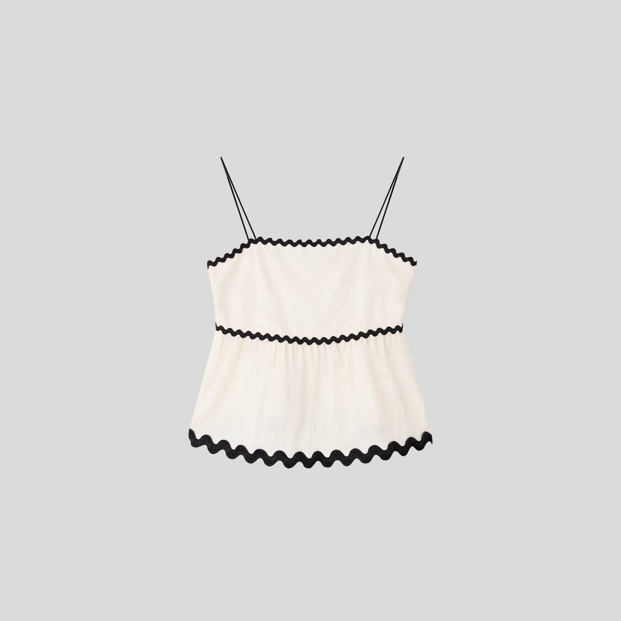 WZUA1060-Scalloped Trim Two-Piece Pants Set