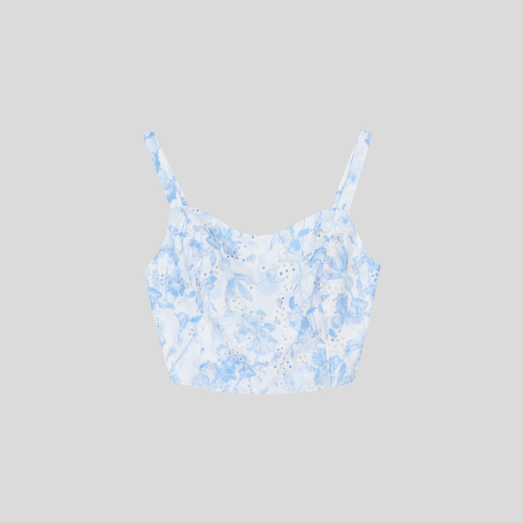 WZUA1008- Eyelet Lace Cami Crop and Pants Set
