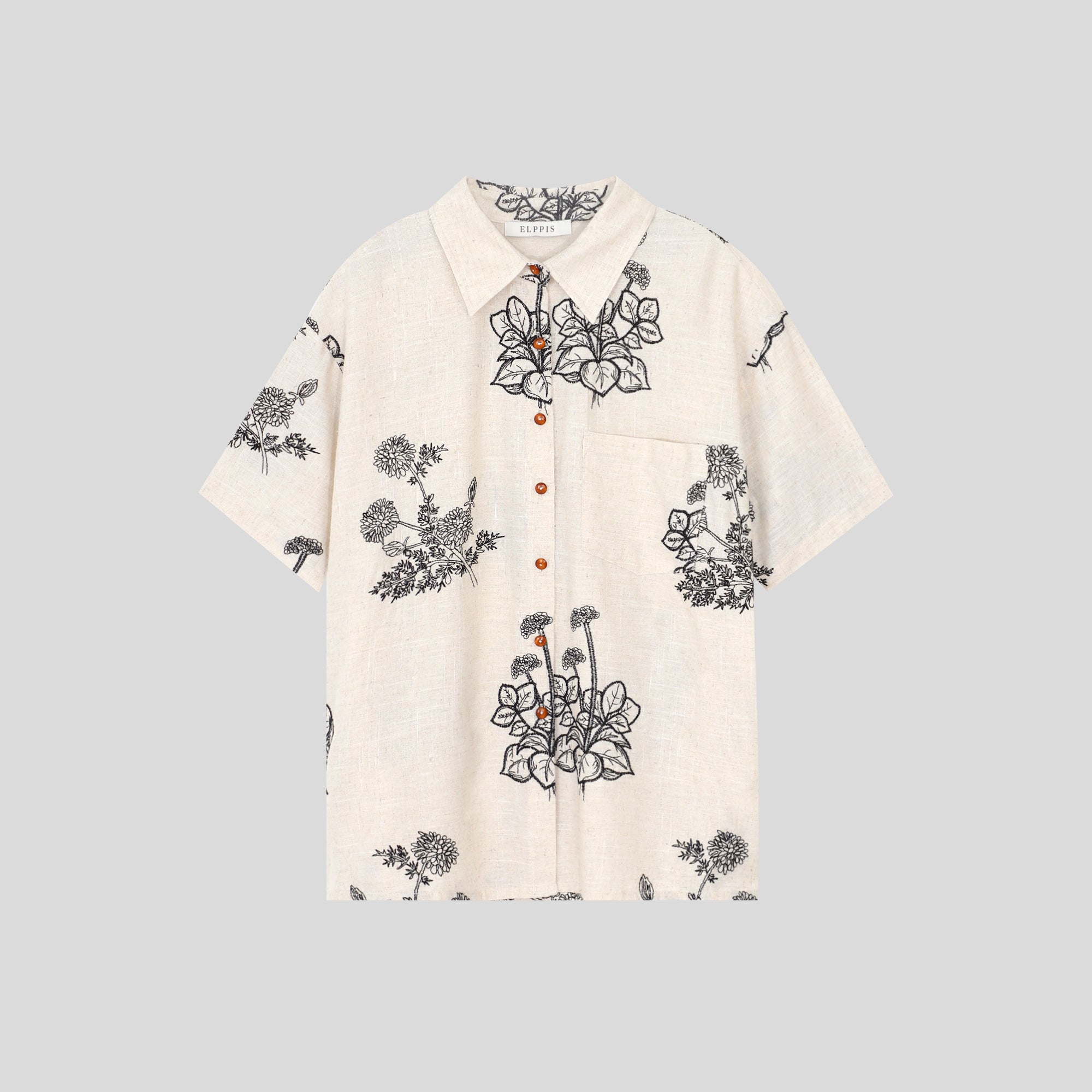 WZUA1049-Linen Embroidered Two-Piece Shorts Set