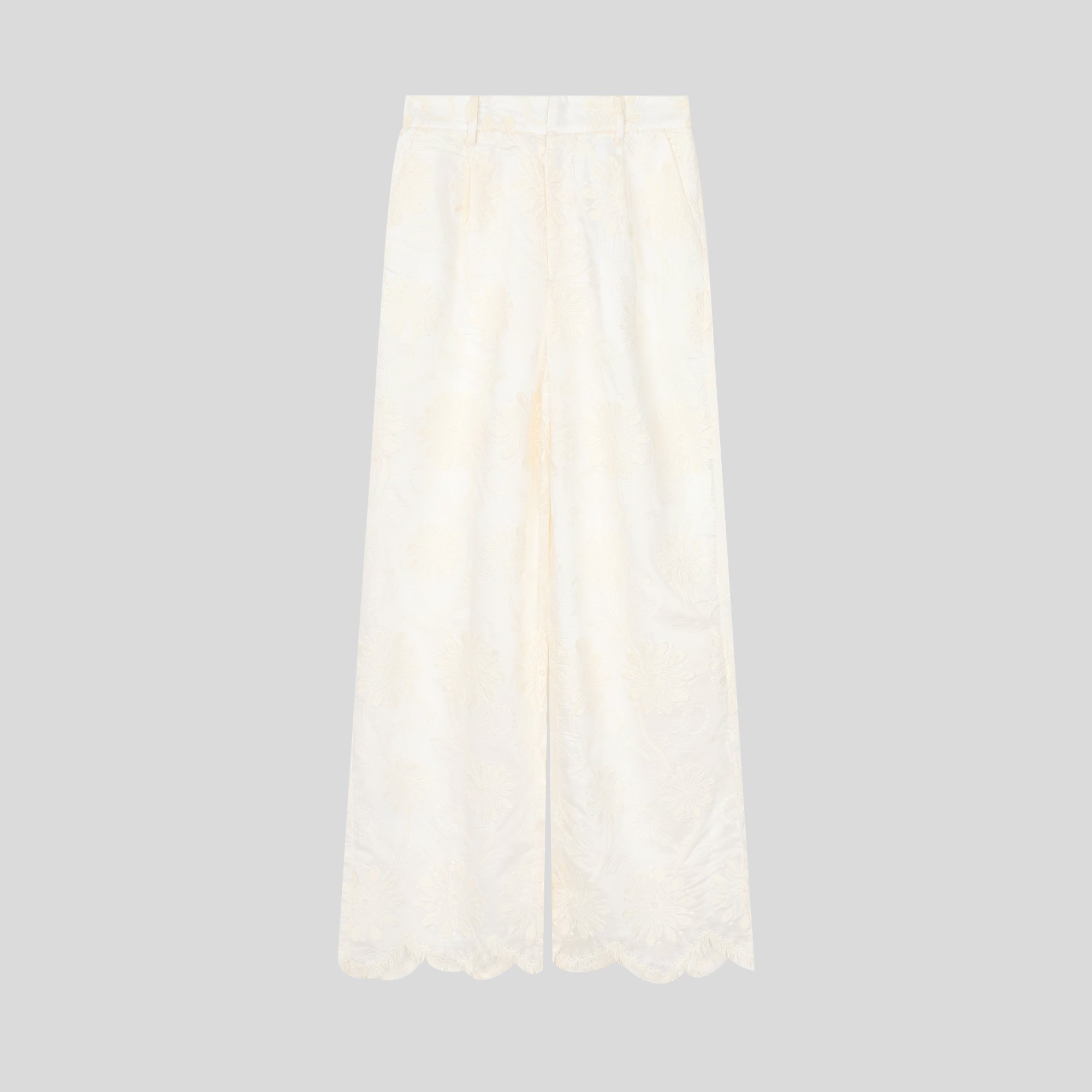 UA1036-Sheer Embroidered Lace Pants Set