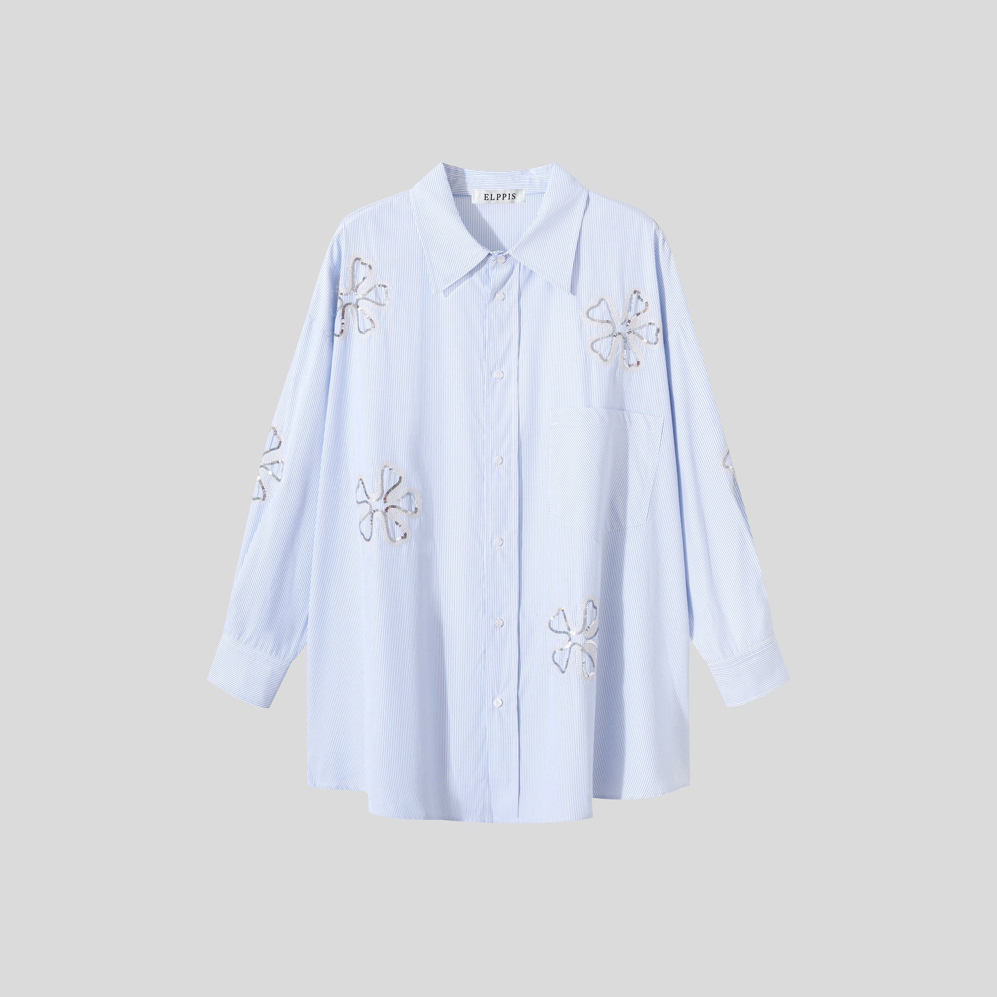 TA1096-Oversized Striped Button-Up Shirt