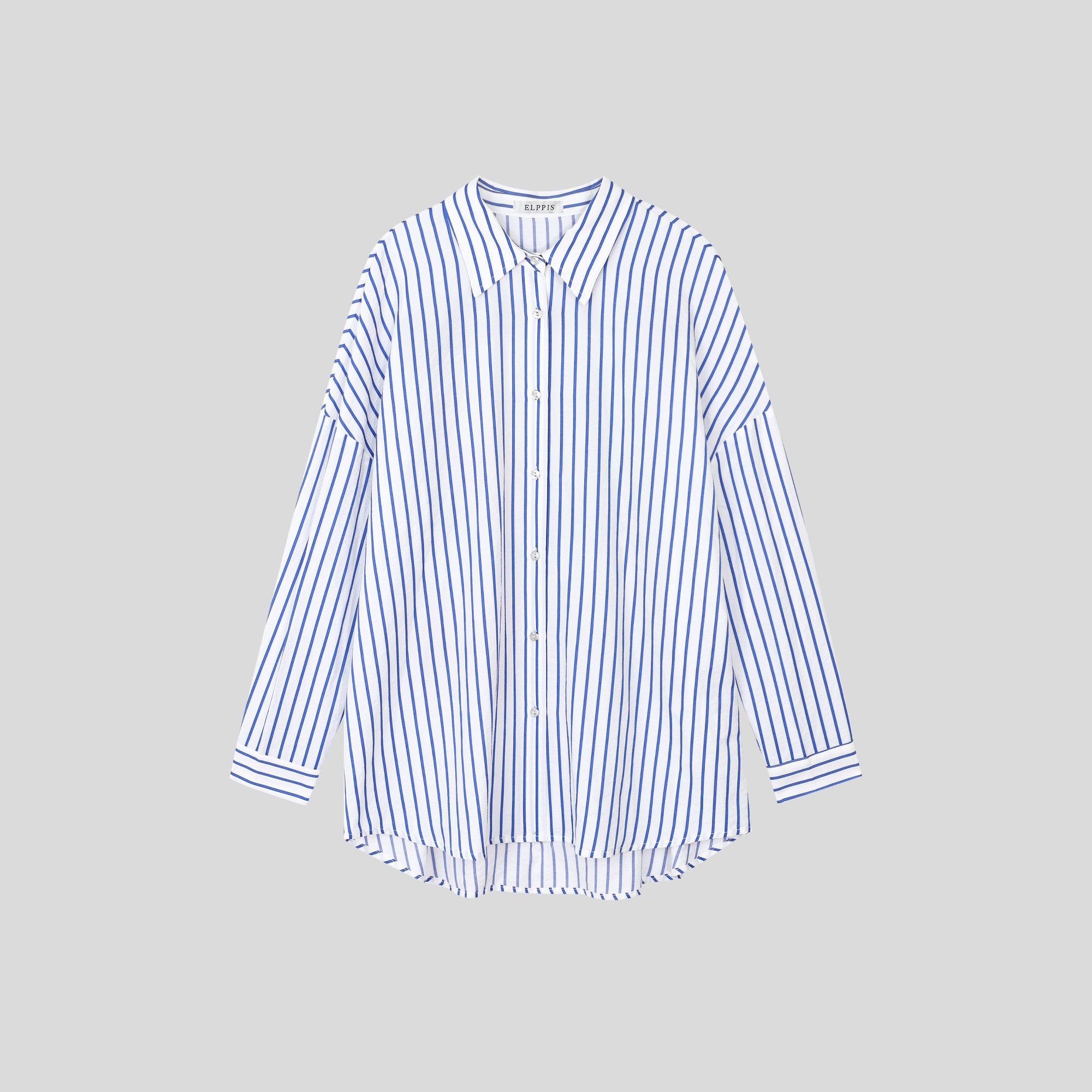 TA1101-Oversized Striped Button-Up Shirt